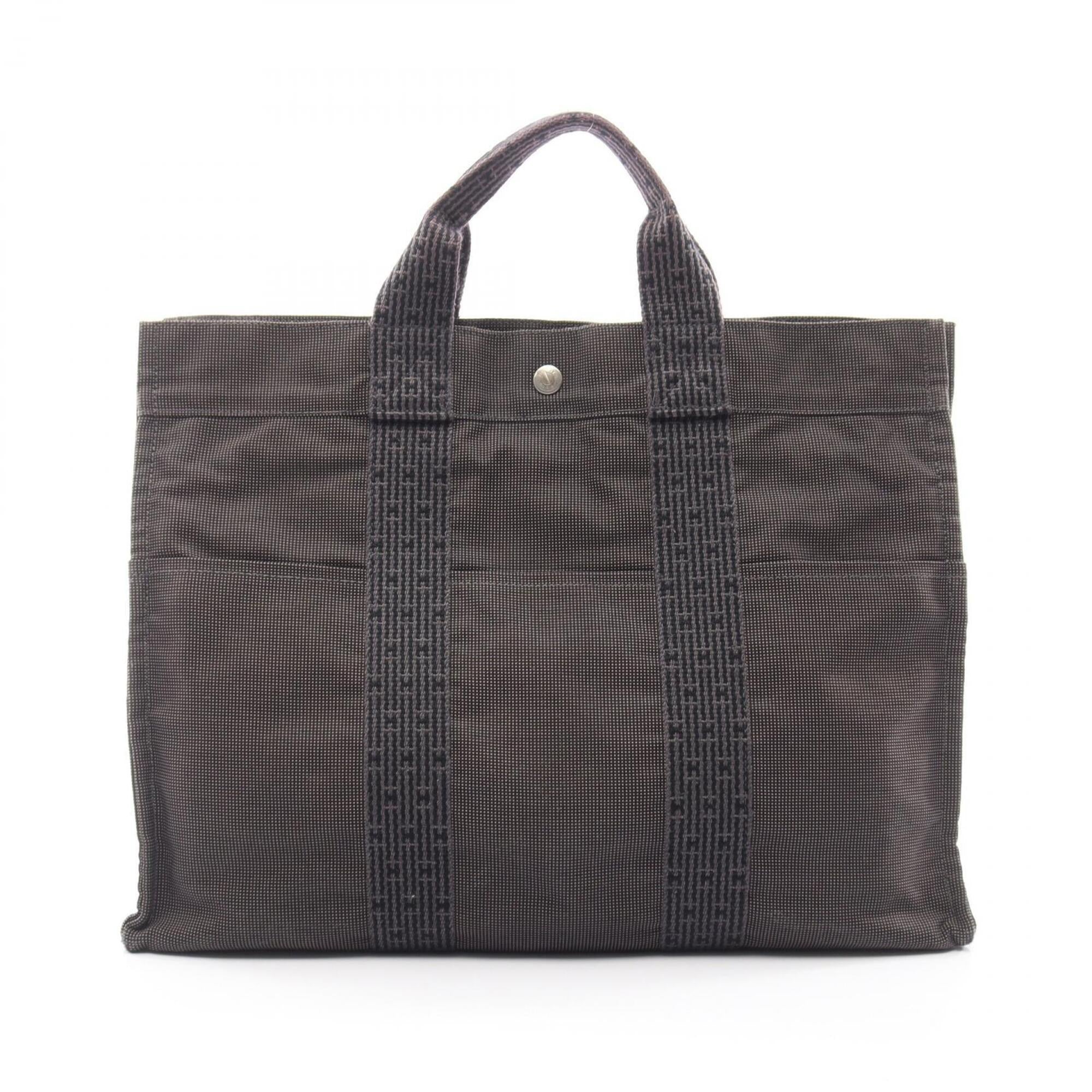 Hermes Gray Nylon Canvas Handbag Tote Bag (Pre-Owned)