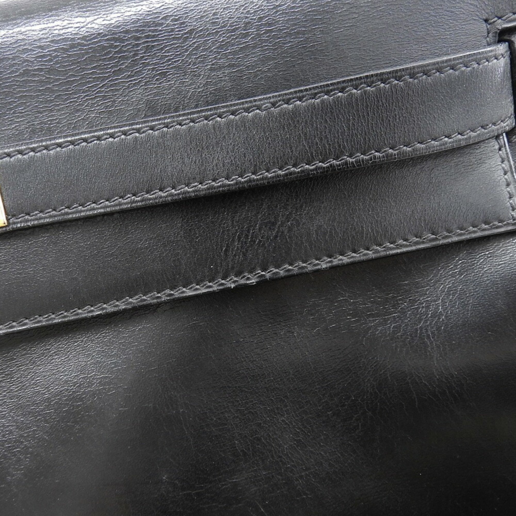 Hermes Black Box Calf Leather Handbag (Pre-Owned)