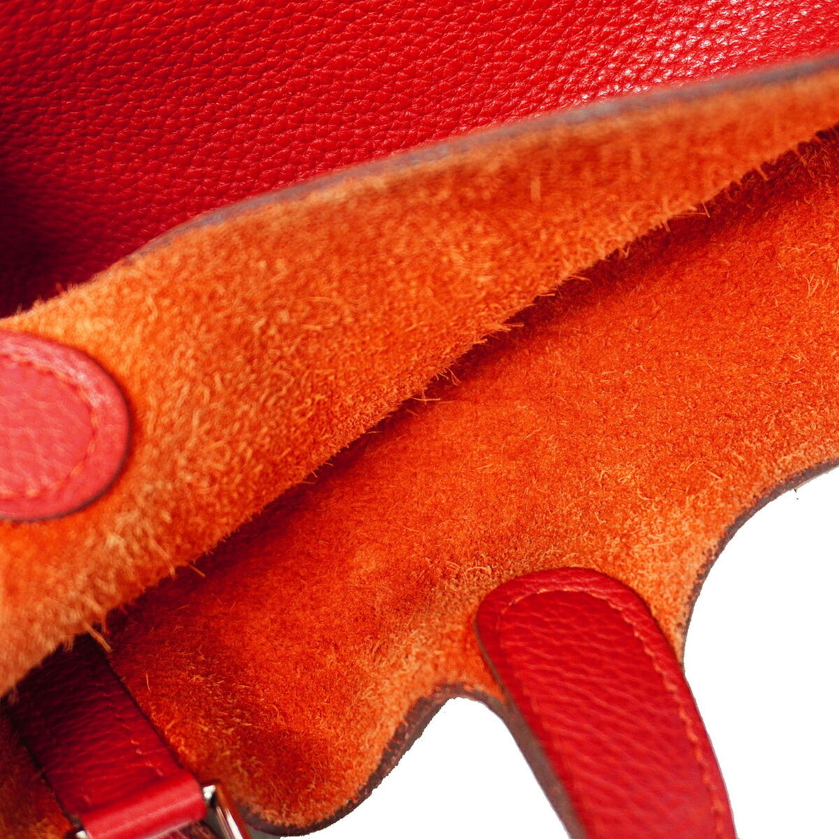 Hermes Rouge Casaque Taurillon Clemence Leather Handbag (Pre-Owned)
