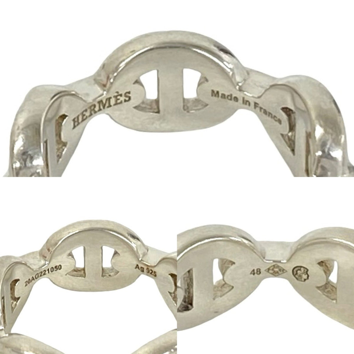 Hermes Silver Silver 925 Band Ring (Pre-Owned)