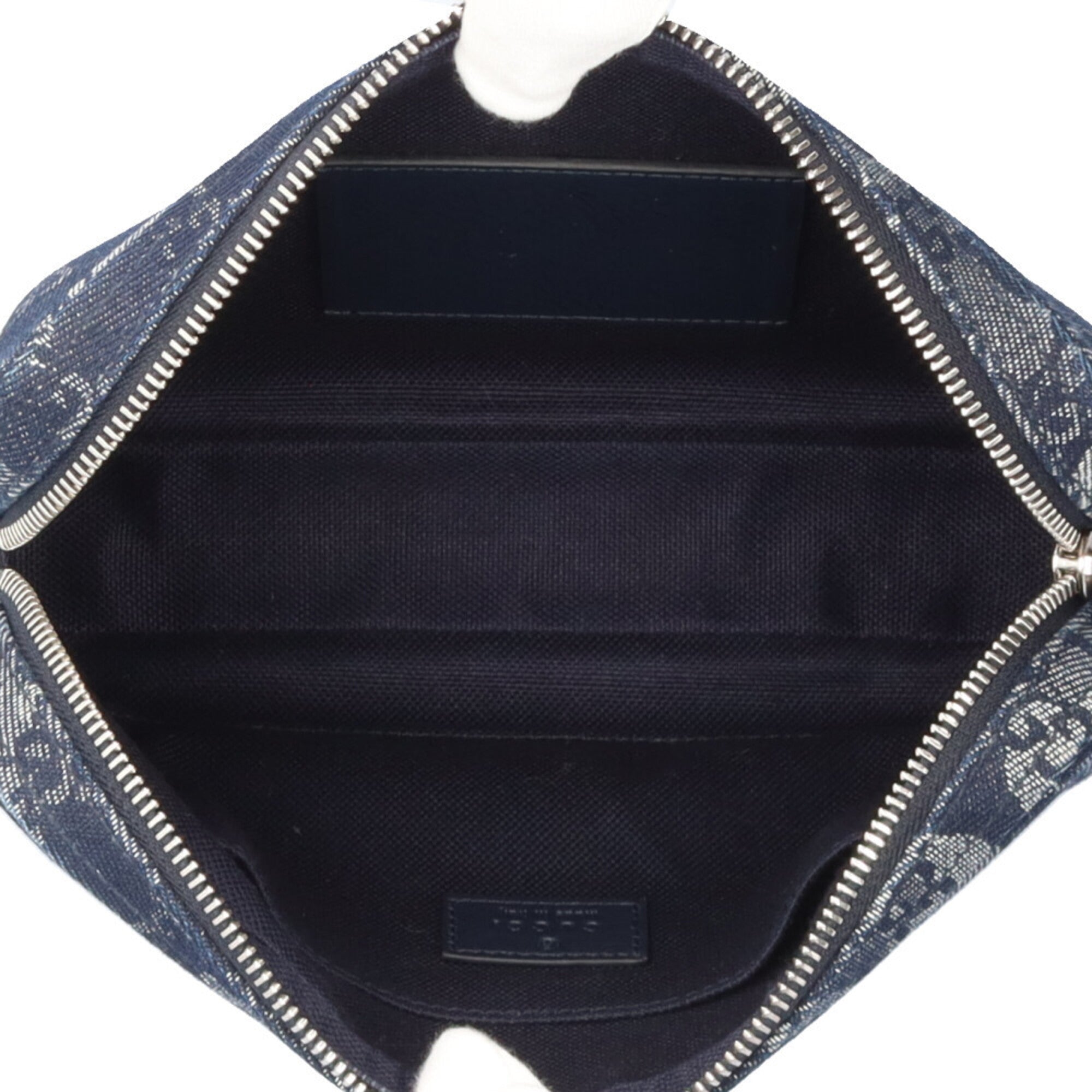 Gucci Navy Denim Leather Shoulder Bag (Pre-Owned)