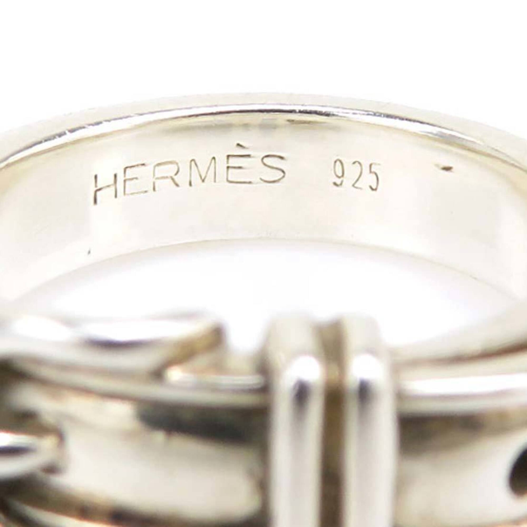 Hermes Silver Silver 925 Band Ring (Pre-Owned)