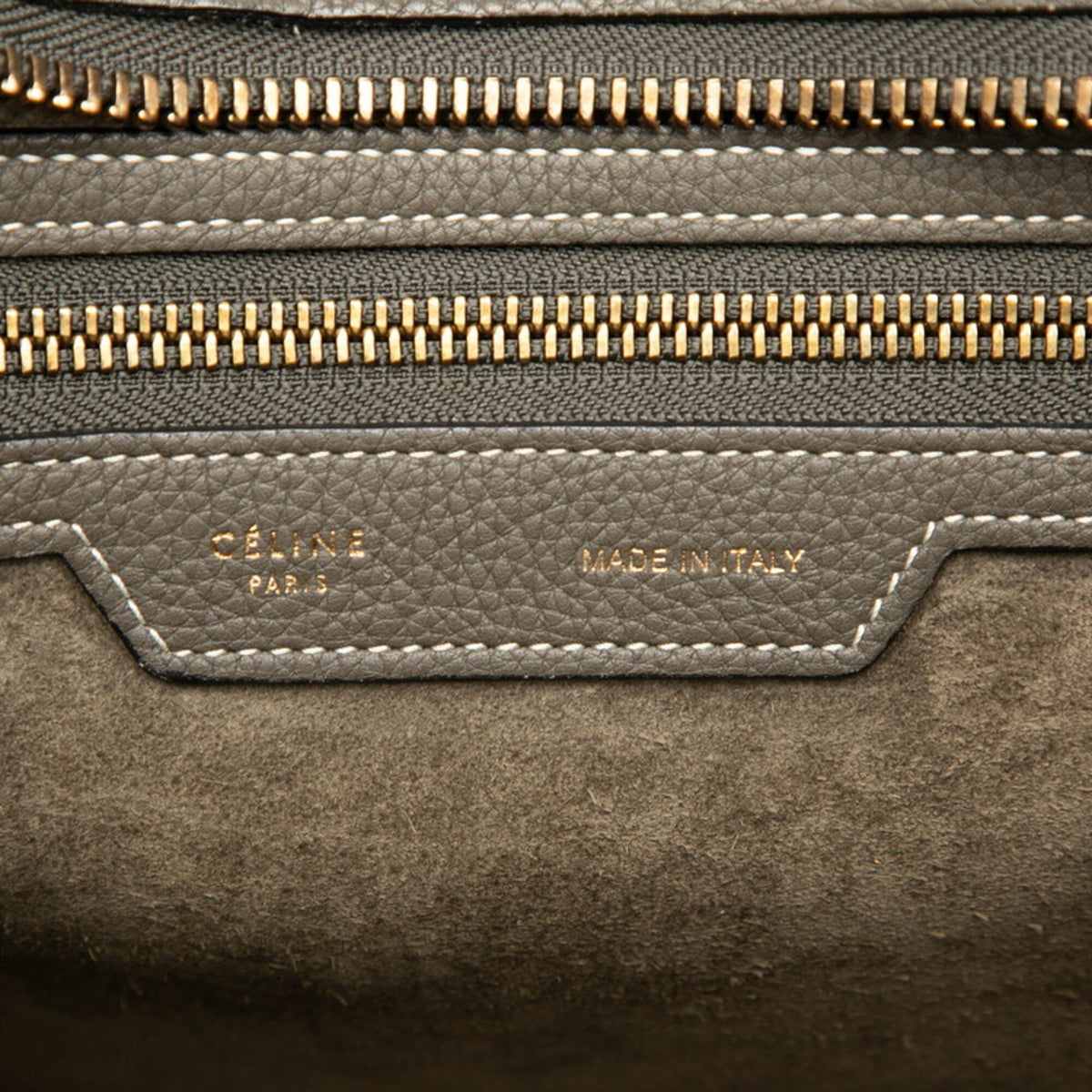 Celine Gray Green Khaki Leather Handbag (Pre-Owned)