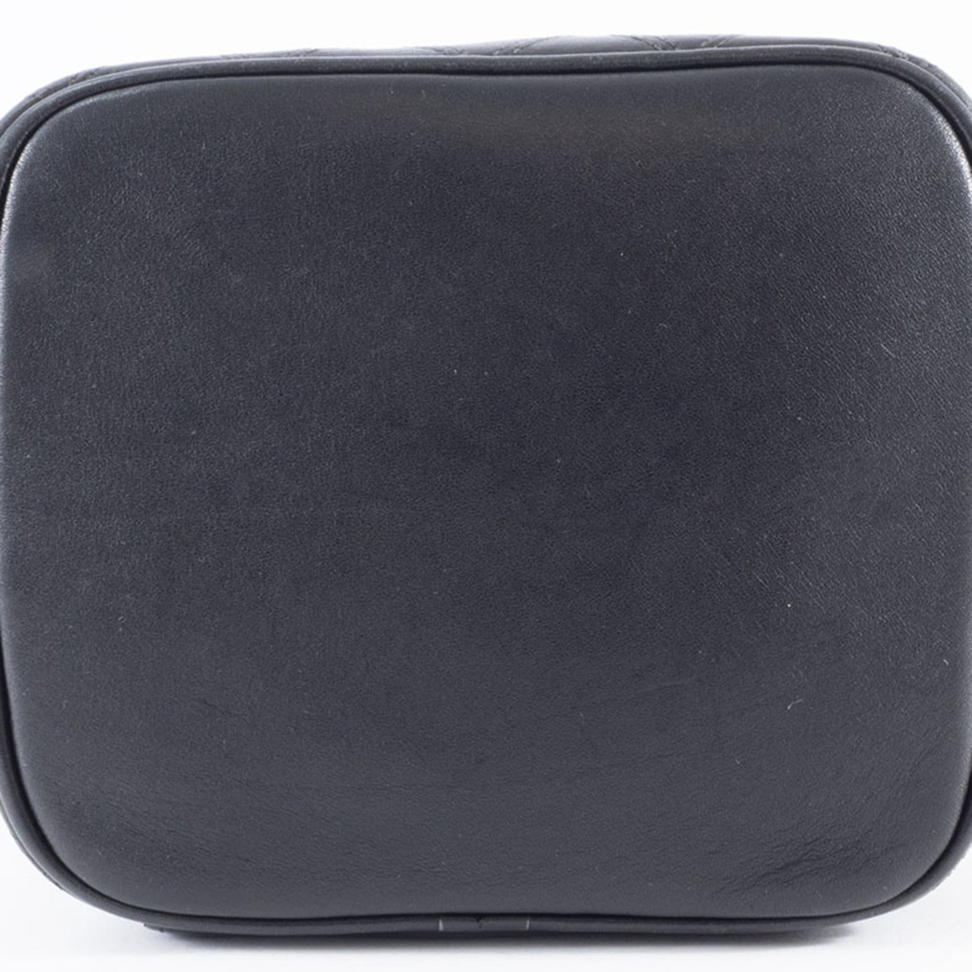 Chanel Black Leather Handbag Pouch Vanity Bag (Pre-Owned)