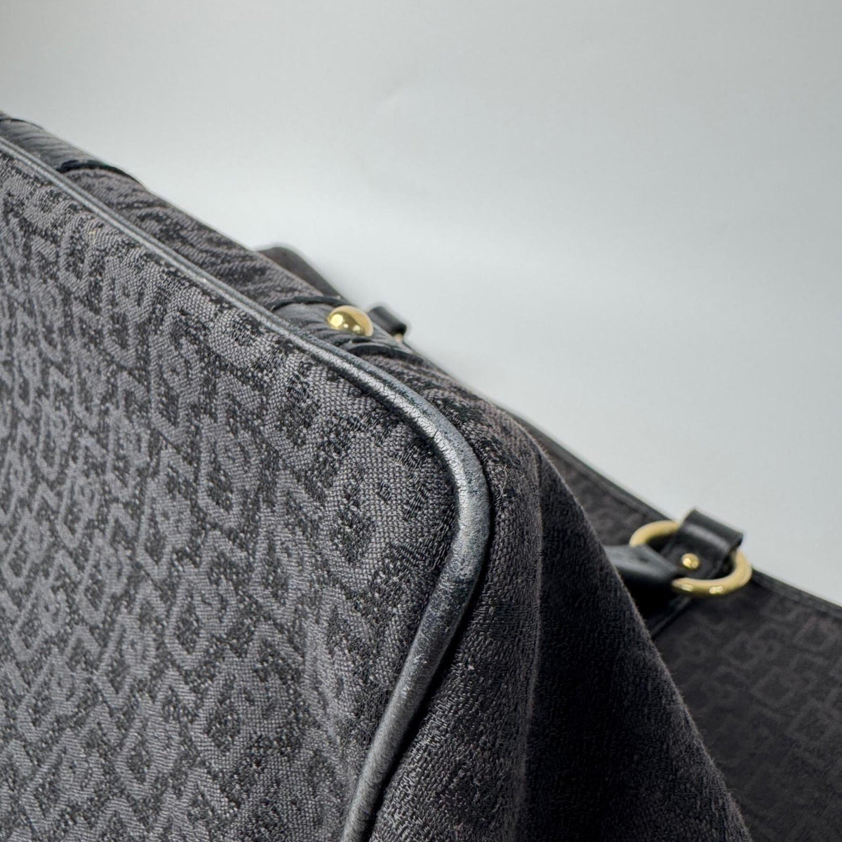 Dolce & Gabbana Dark Brown Canvas Leather Handbag Tote Bag (Pre-Owned)