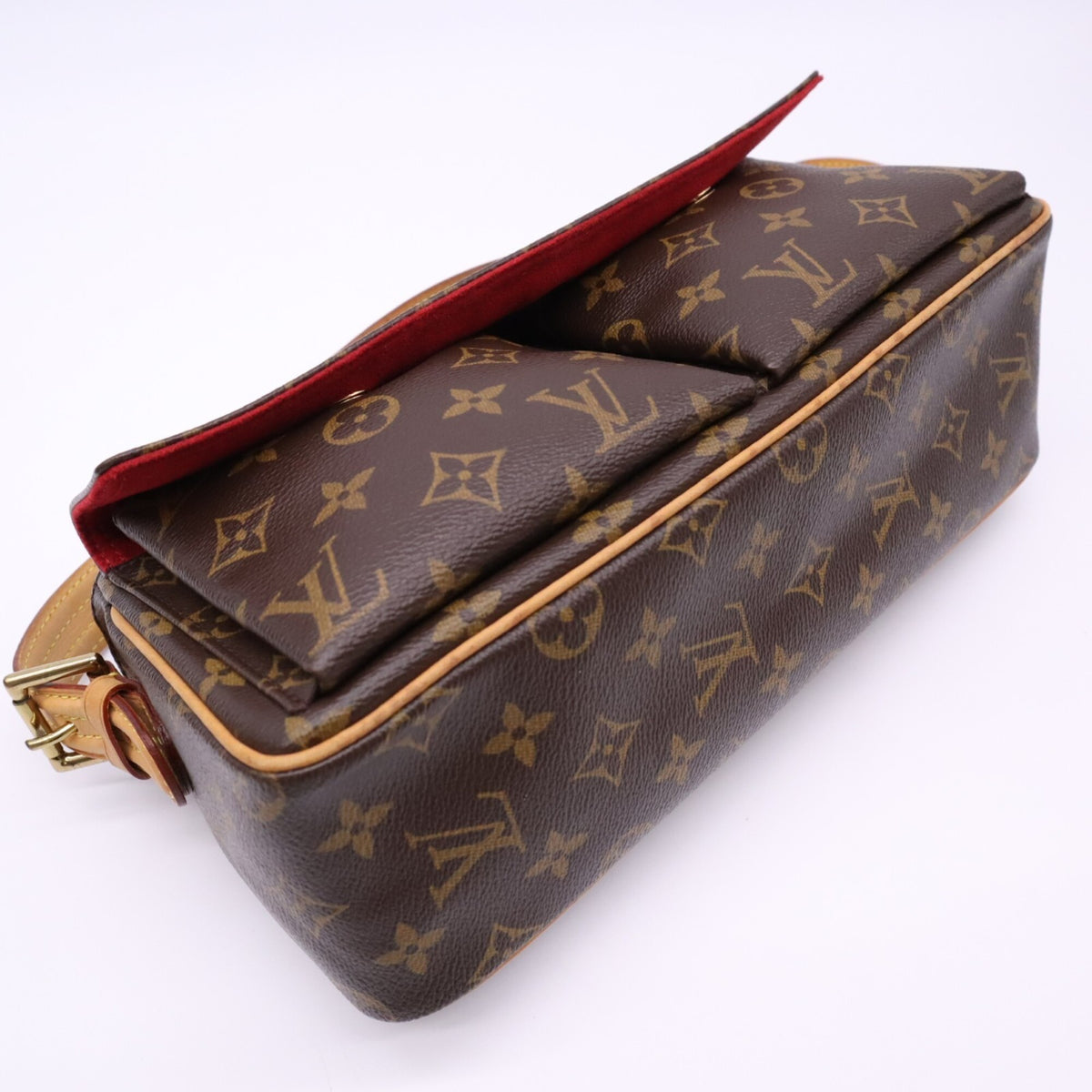 Louis Vuitton Monogram Beige Brown Coated Canvas Leather Handbag (Pre-Owned)