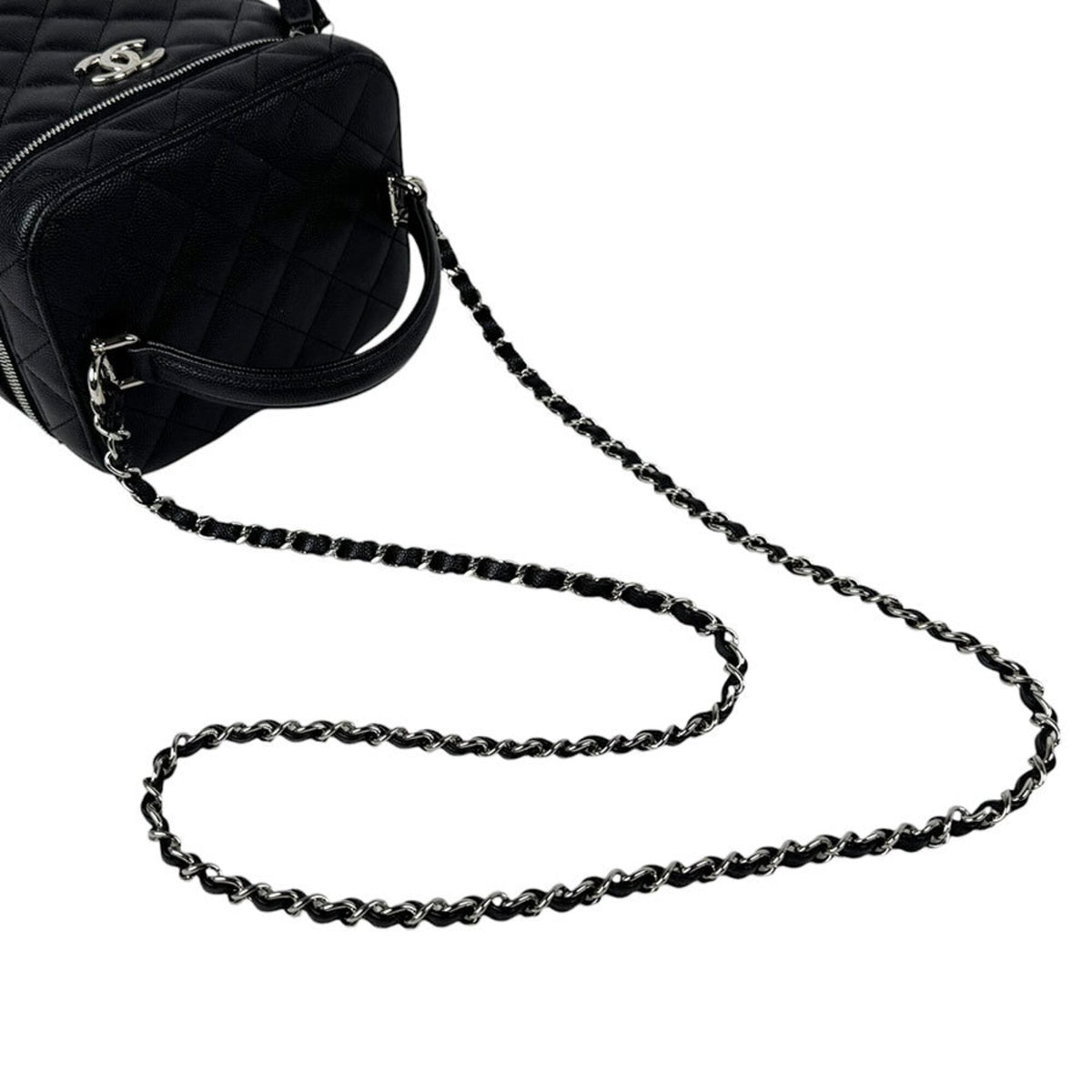 Chanel Black Grained Calfskin Shoulder Bag Vanity Bag (Pre-Owned)