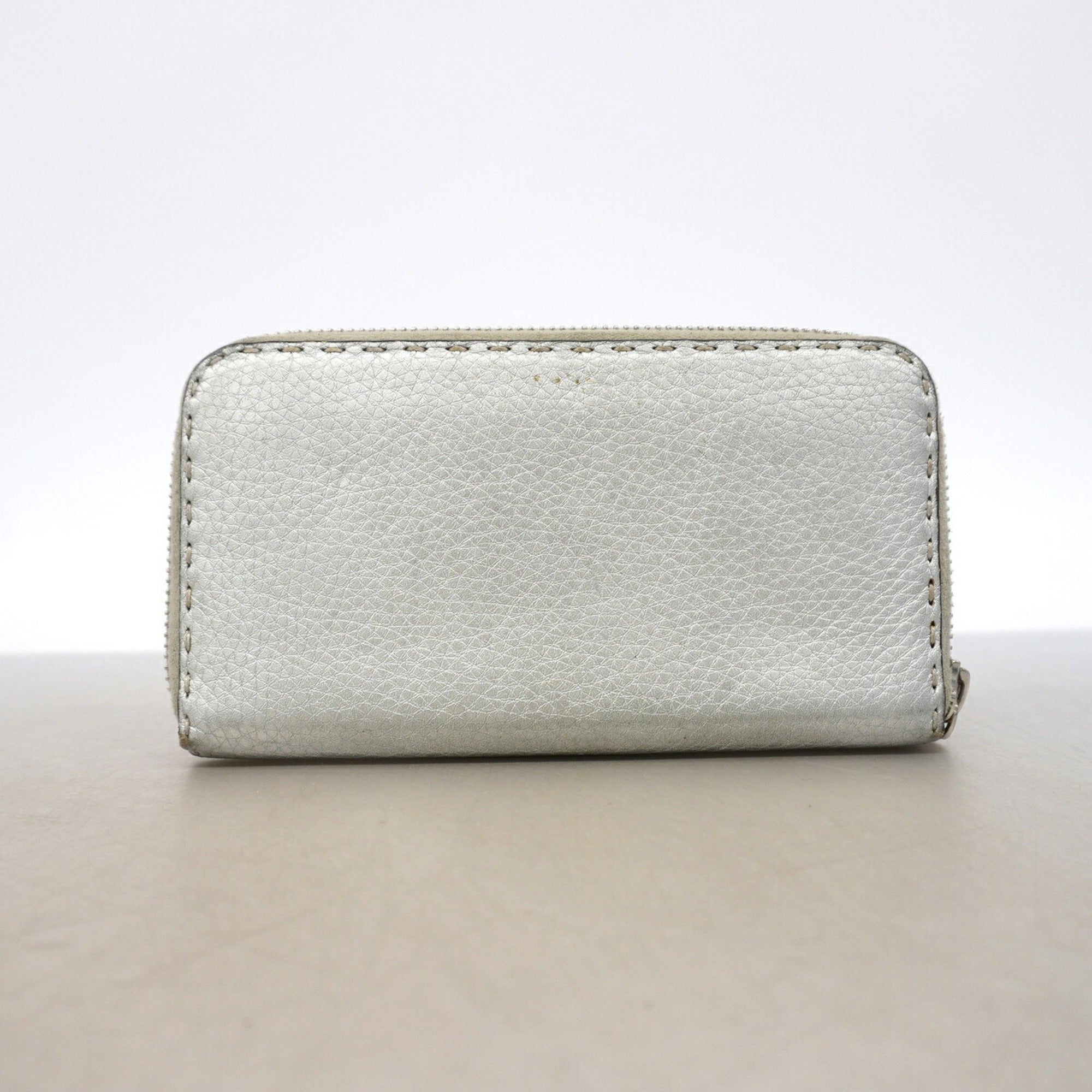 Fendi Silver Leather Long Wallet (Bi-Fold) (Pre-Owned)