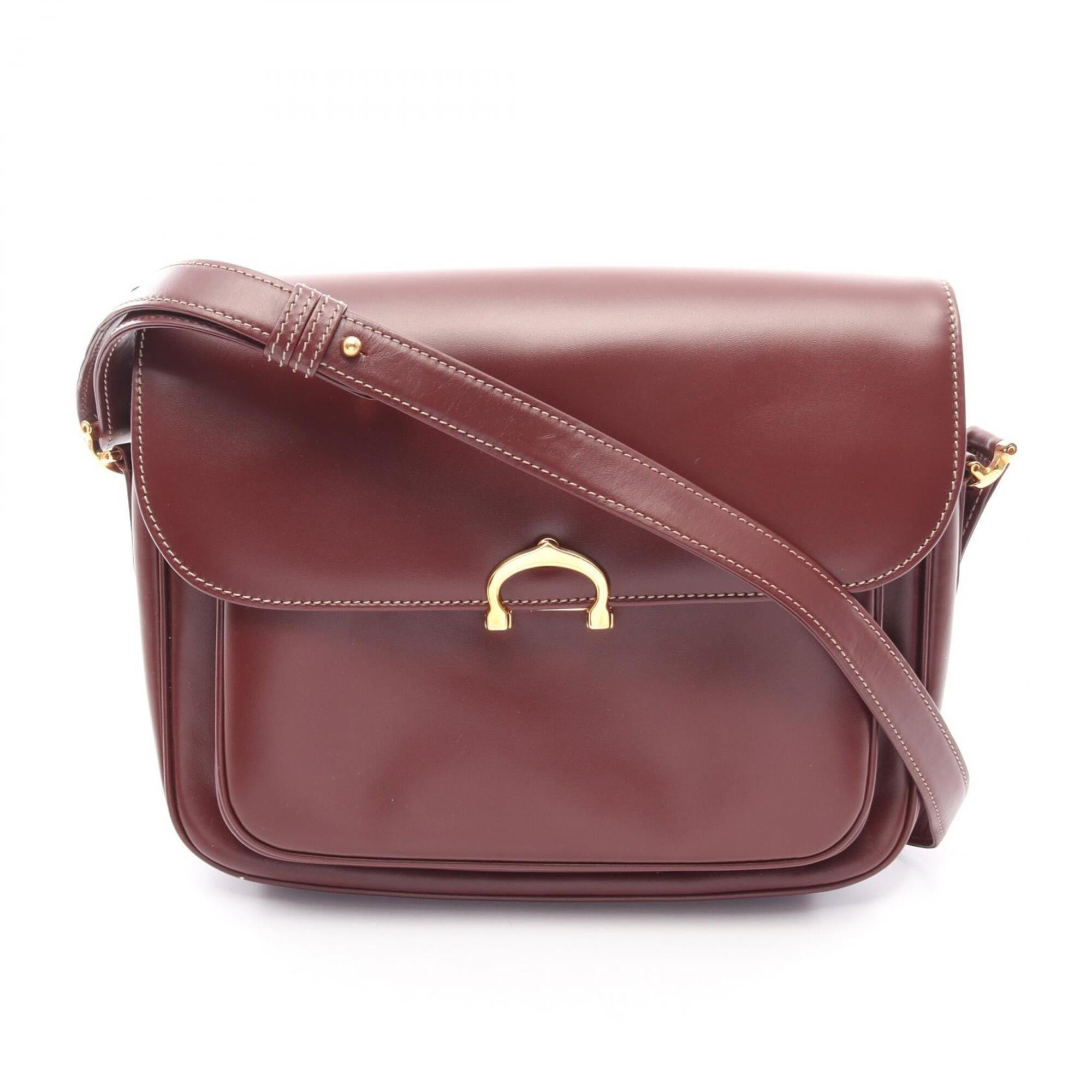 Cartier Bordeaux Leather Shoulder Bag (Pre-Owned)