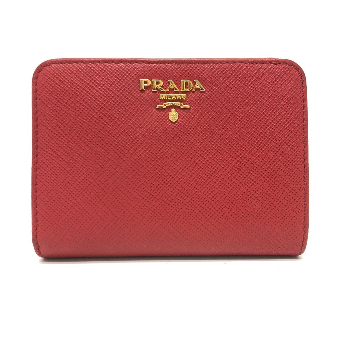 Prada Red Color Saffiano Wallet (Bi-Fold) (Pre-Owned)