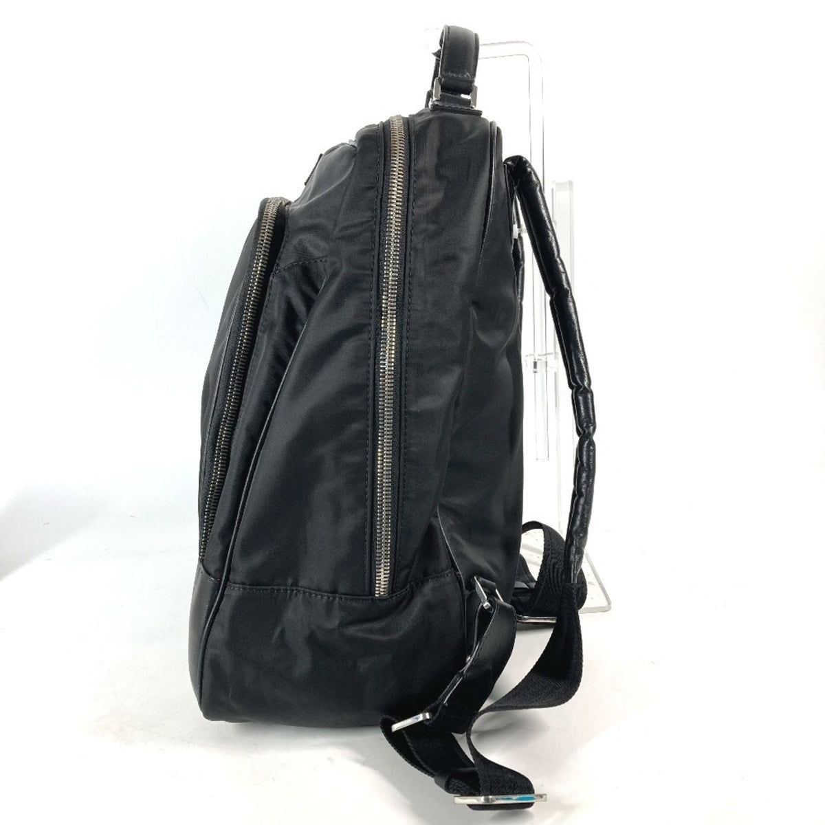 Versace Black Nylon Leather Backpack Handbag (Pre-Owned)