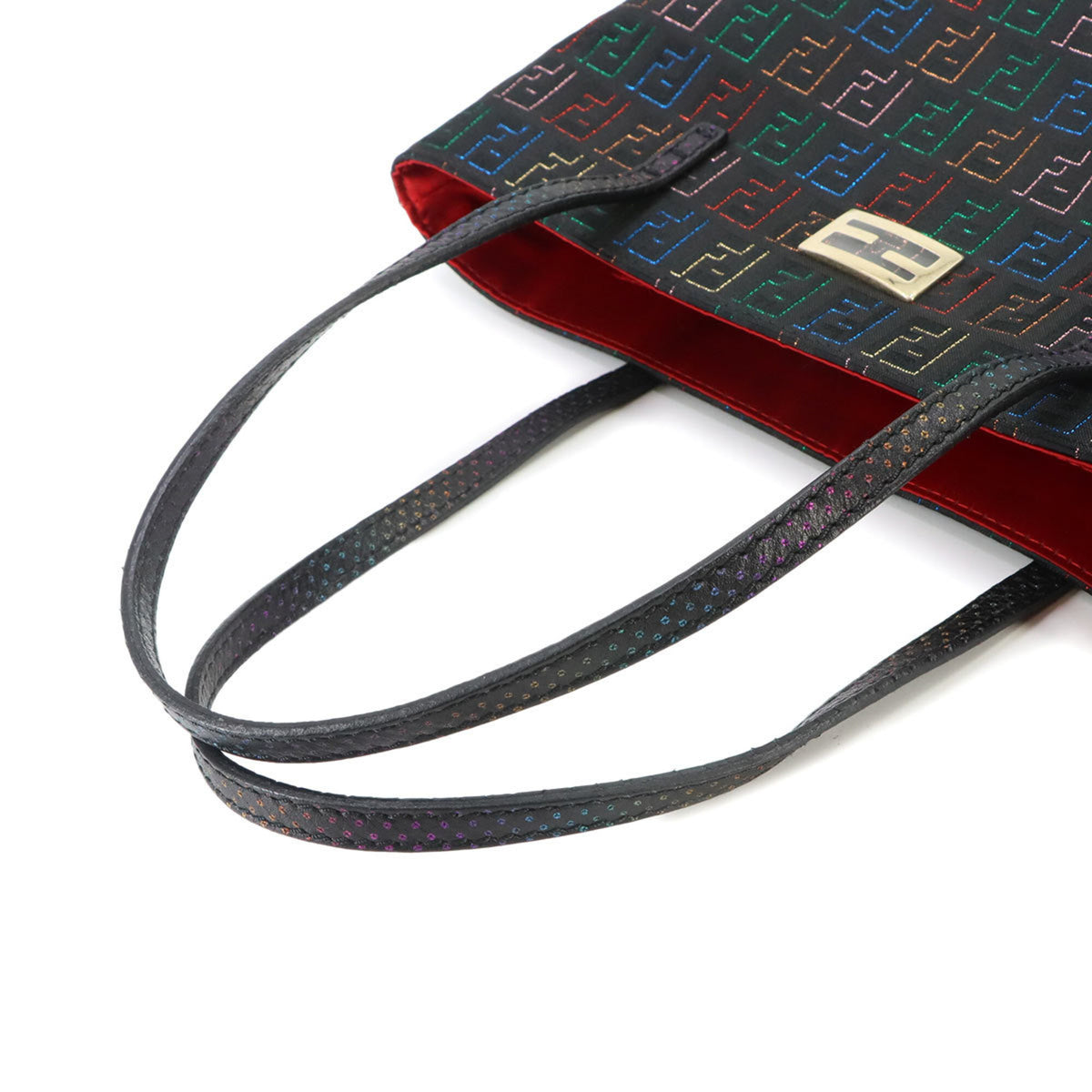 Fendi Zucchino Black Canvas Leather Handbag (Pre-Owned)