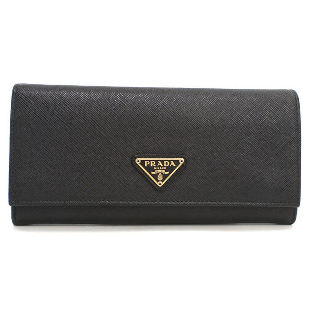 Prada Black Leather Long Wallet (Bi-Fold) (Pre-Owned)