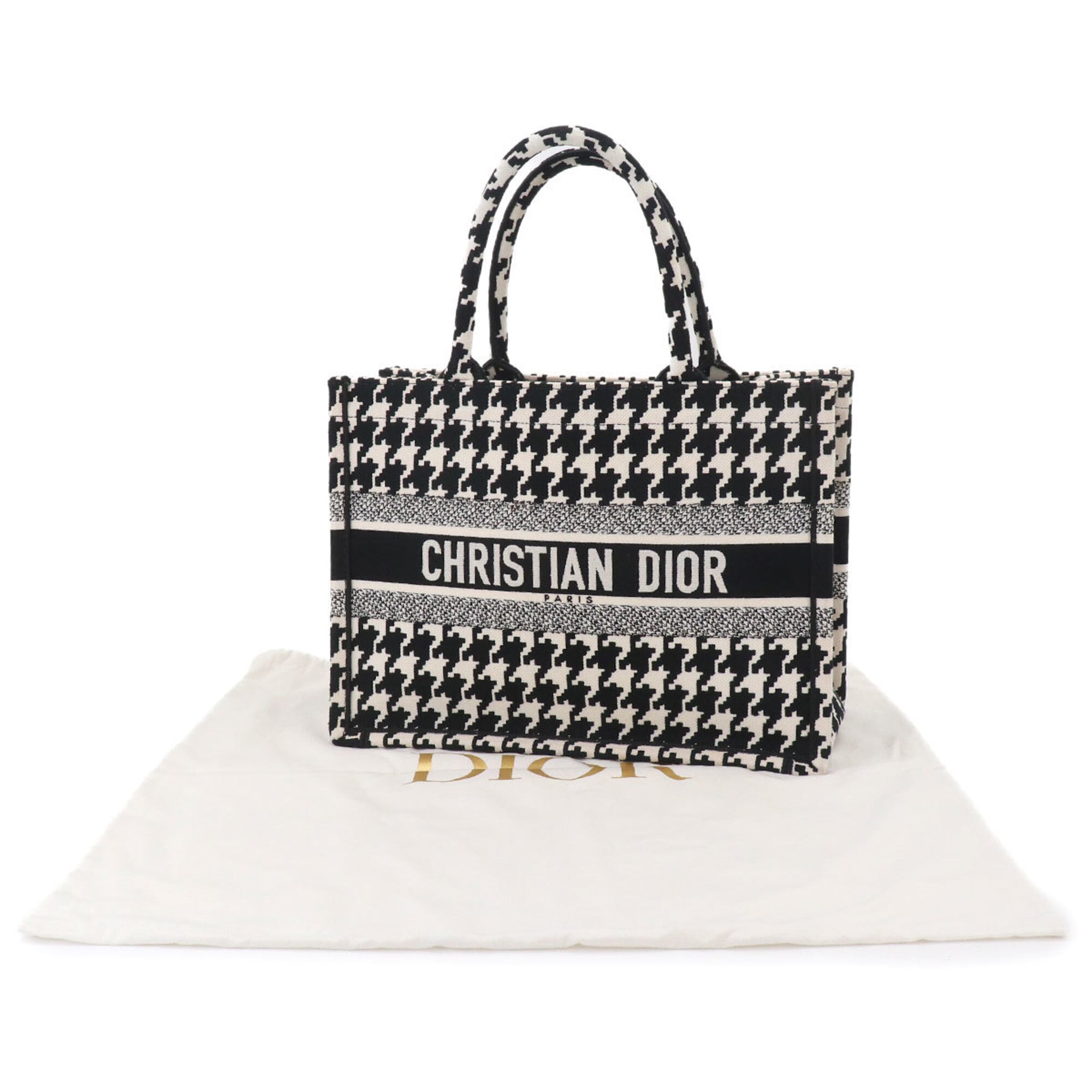 Christian Dior Black White Canvas Handbag Tote Bag (Pre-Owned)