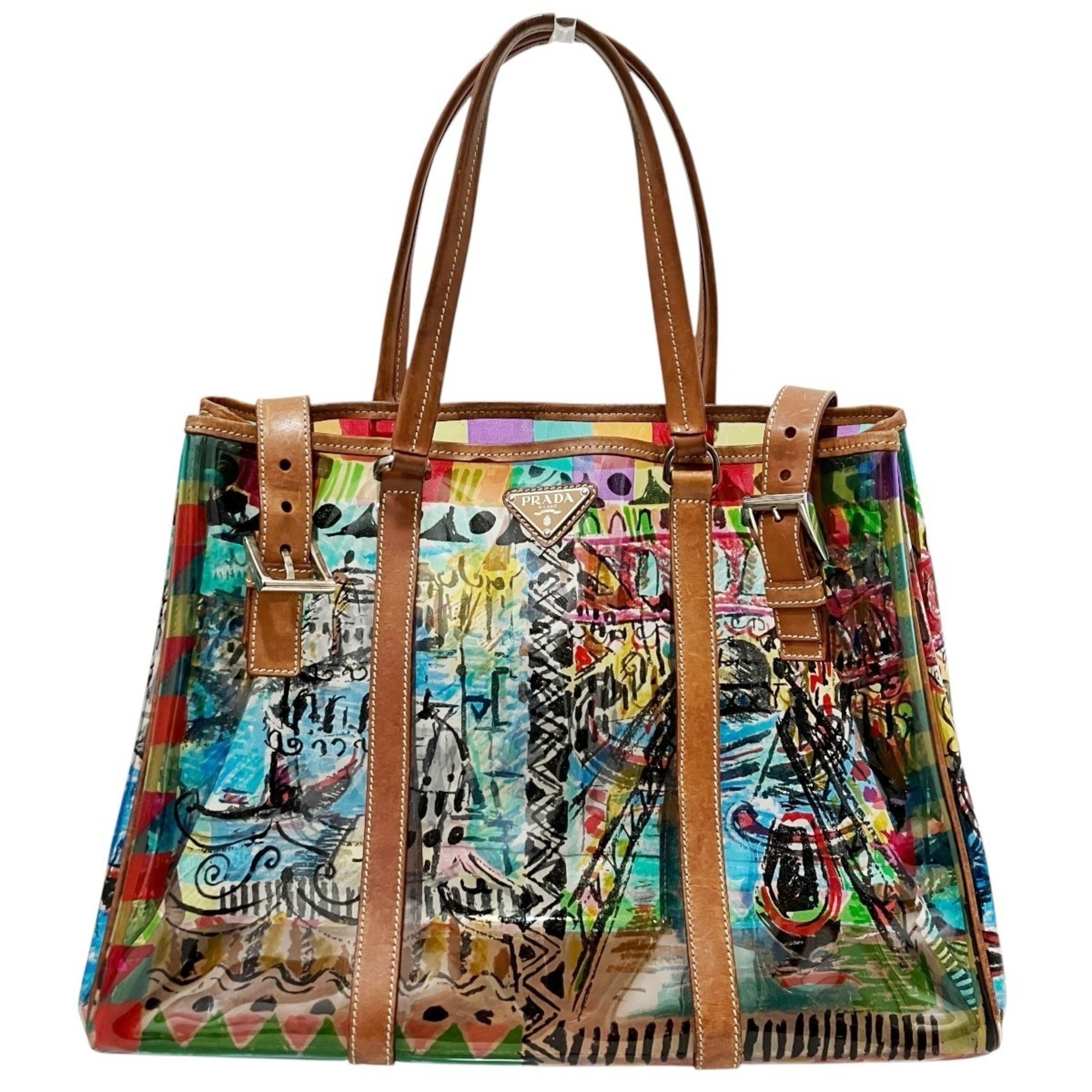 Prada Multi-Color Vinyl Leather Tote Bag (Pre-Owned)