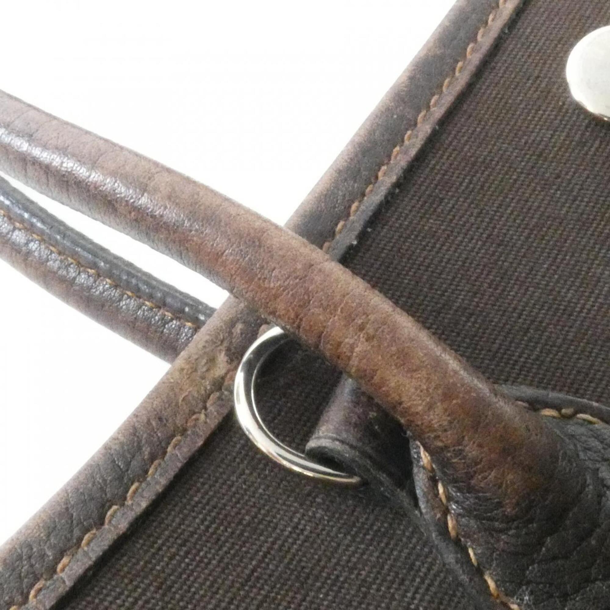 Hermes Brown Toile Officier Handbag (Pre-Owned)