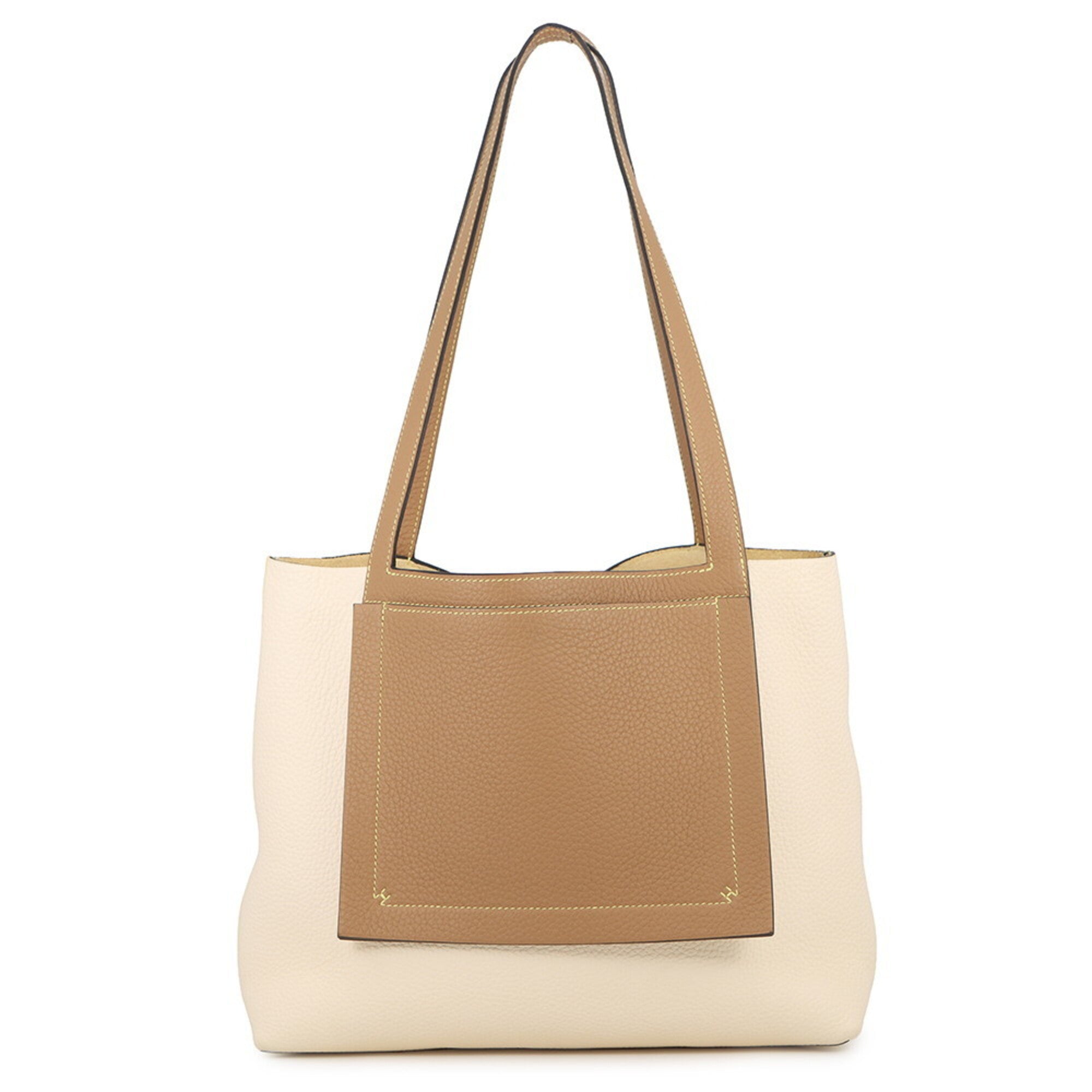 Hermes Ivory Taurillon Clemence Leather Handbag Tote Bag (Pre-Owned)
