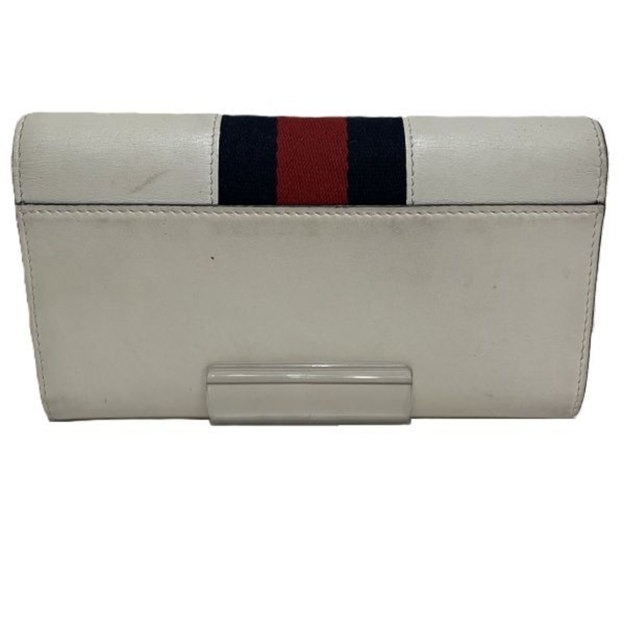 Gucci Ivory Canvas Leather Long Wallet (Bi-Fold) (Pre-Owned)