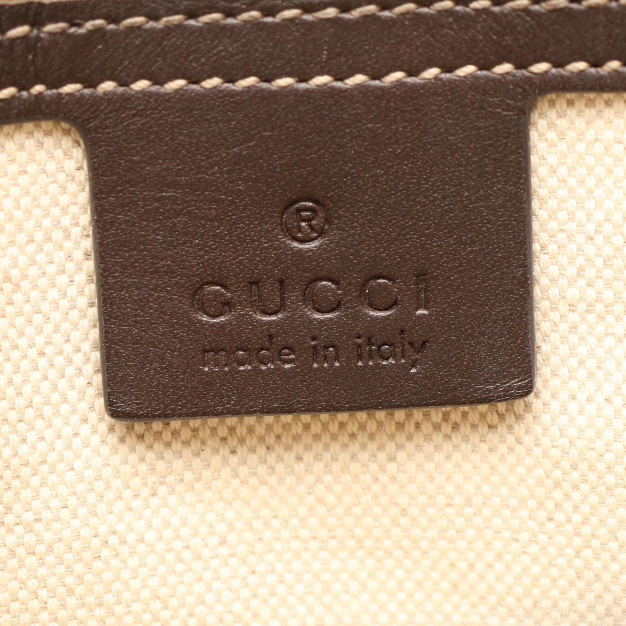 Gucci Beige Brown Coated Canvas Leather Handbag Shoulder Bag (Pre-Owned)