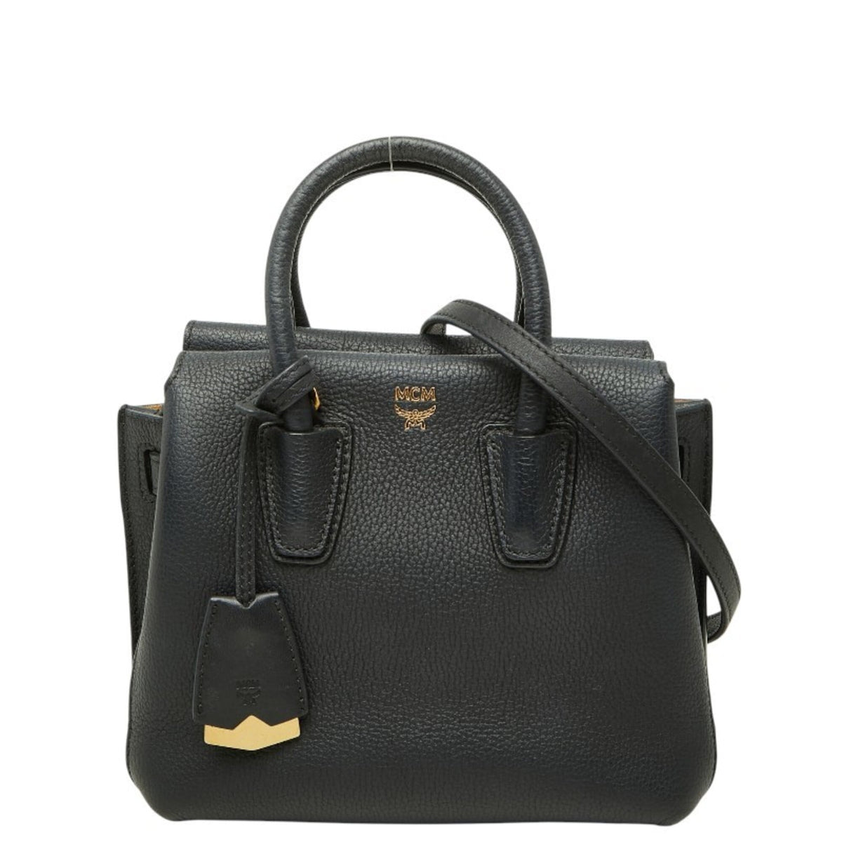 Mcm Black Leather Handbag Shoulder Bag (Pre-Owned)