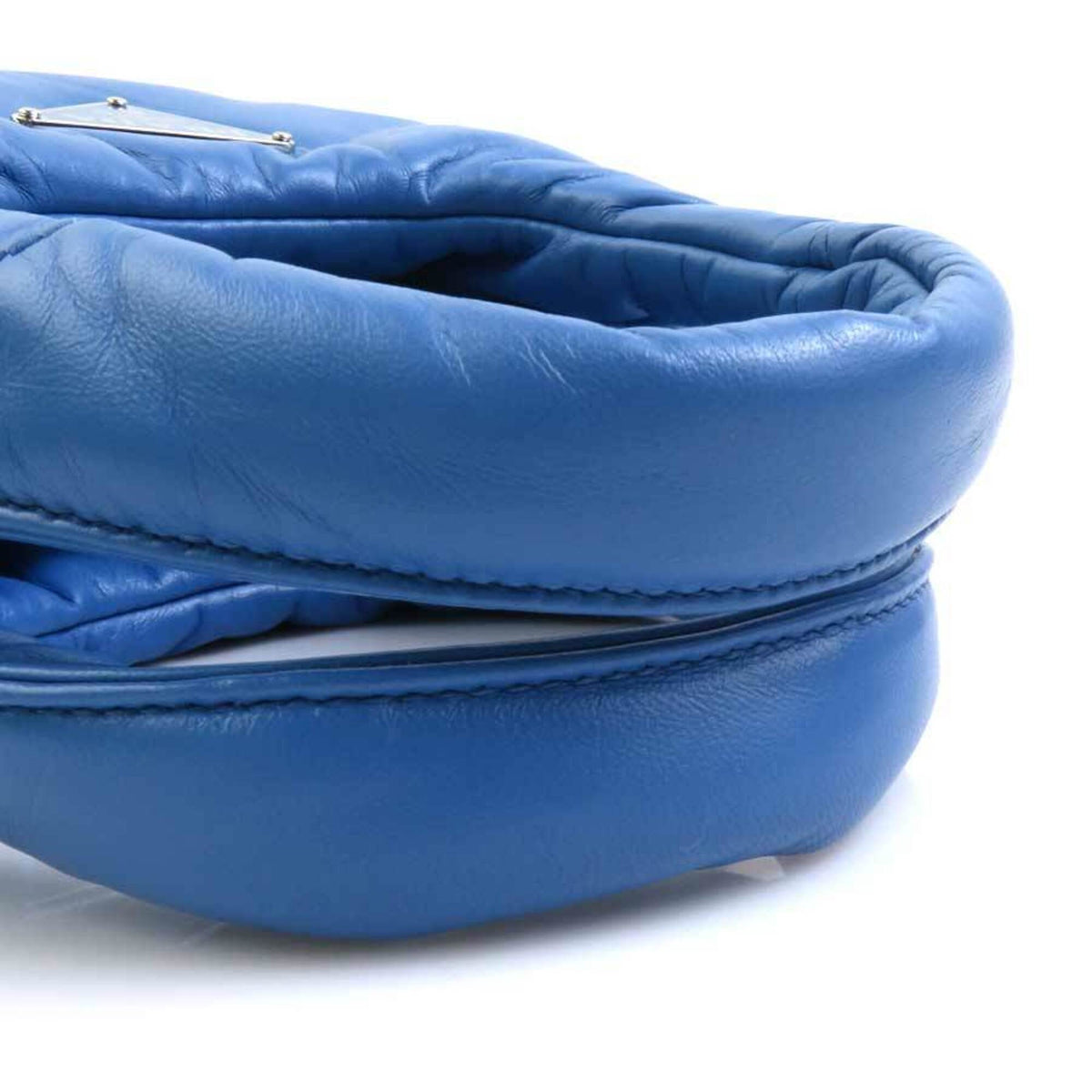Prada Blue Leather Handbag Shoulder Bag (Pre-Owned)