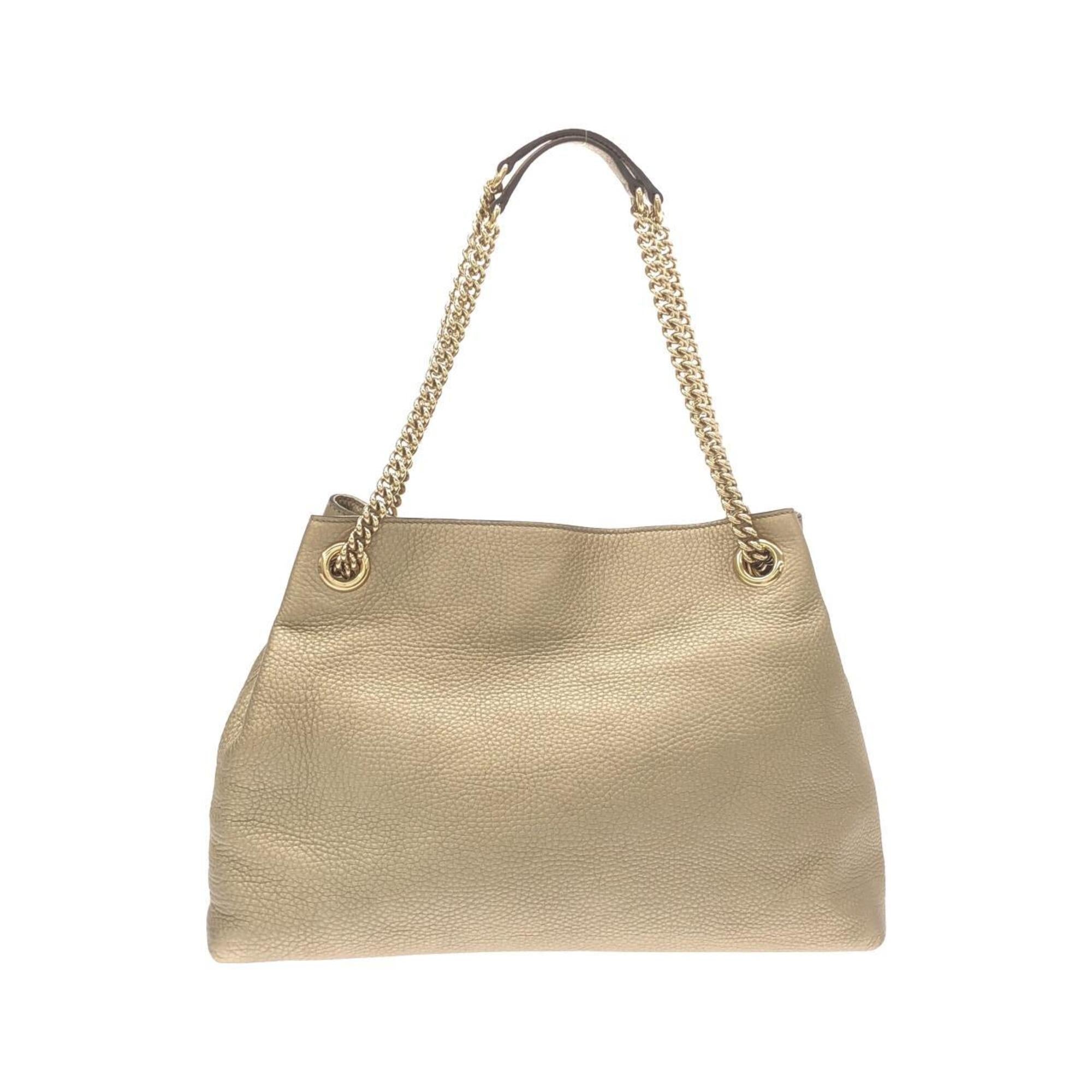 Gucci Metallic Beige Metallic Gold Leather Shoulder Bag (Pre-Owned)