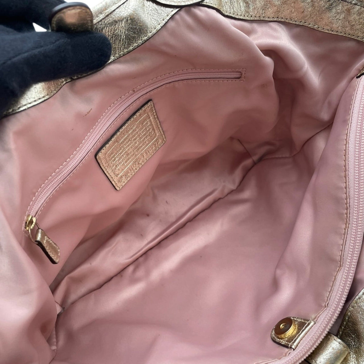 Coach Beige Gold Canvas Leather Handbag Tote Bag (Pre-Owned)