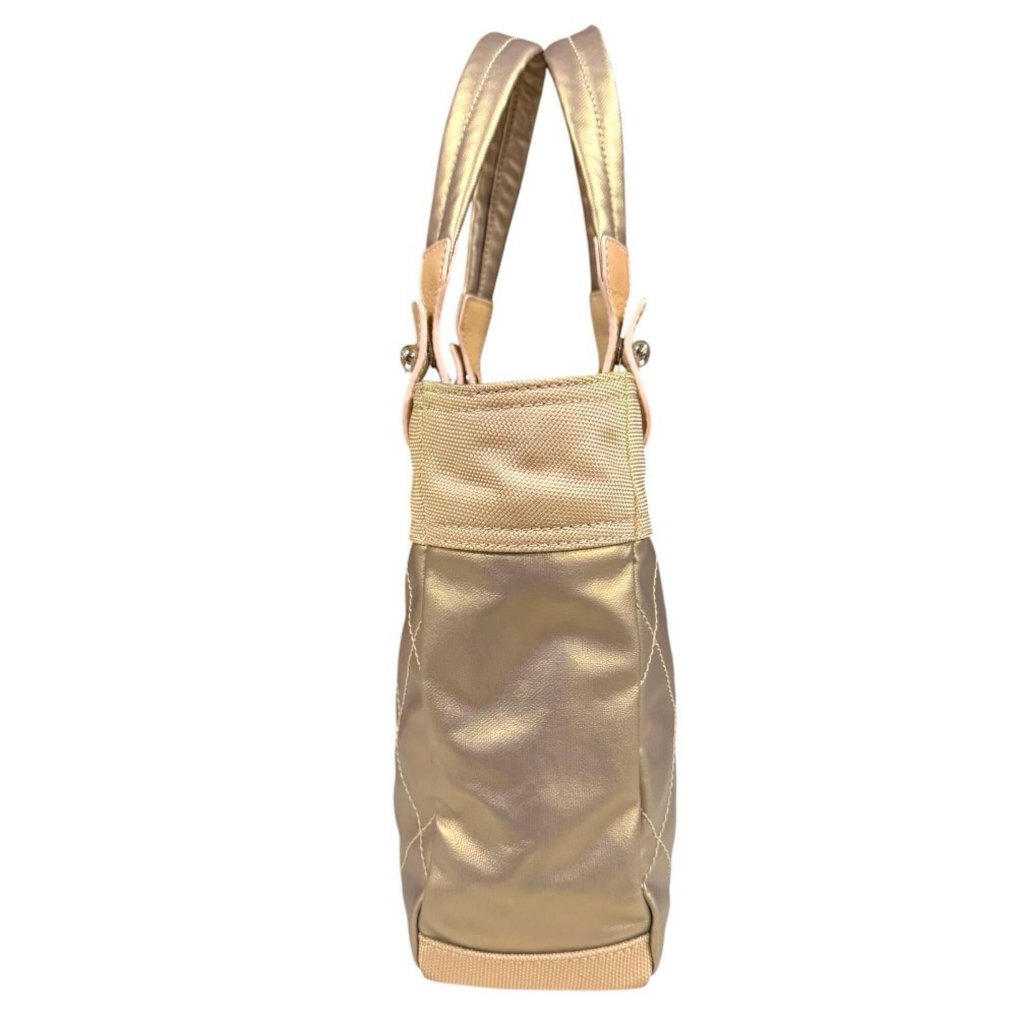 Chanel Gold Coated Canvas Pvc Leather Tote Bag (Pre-Owned)
