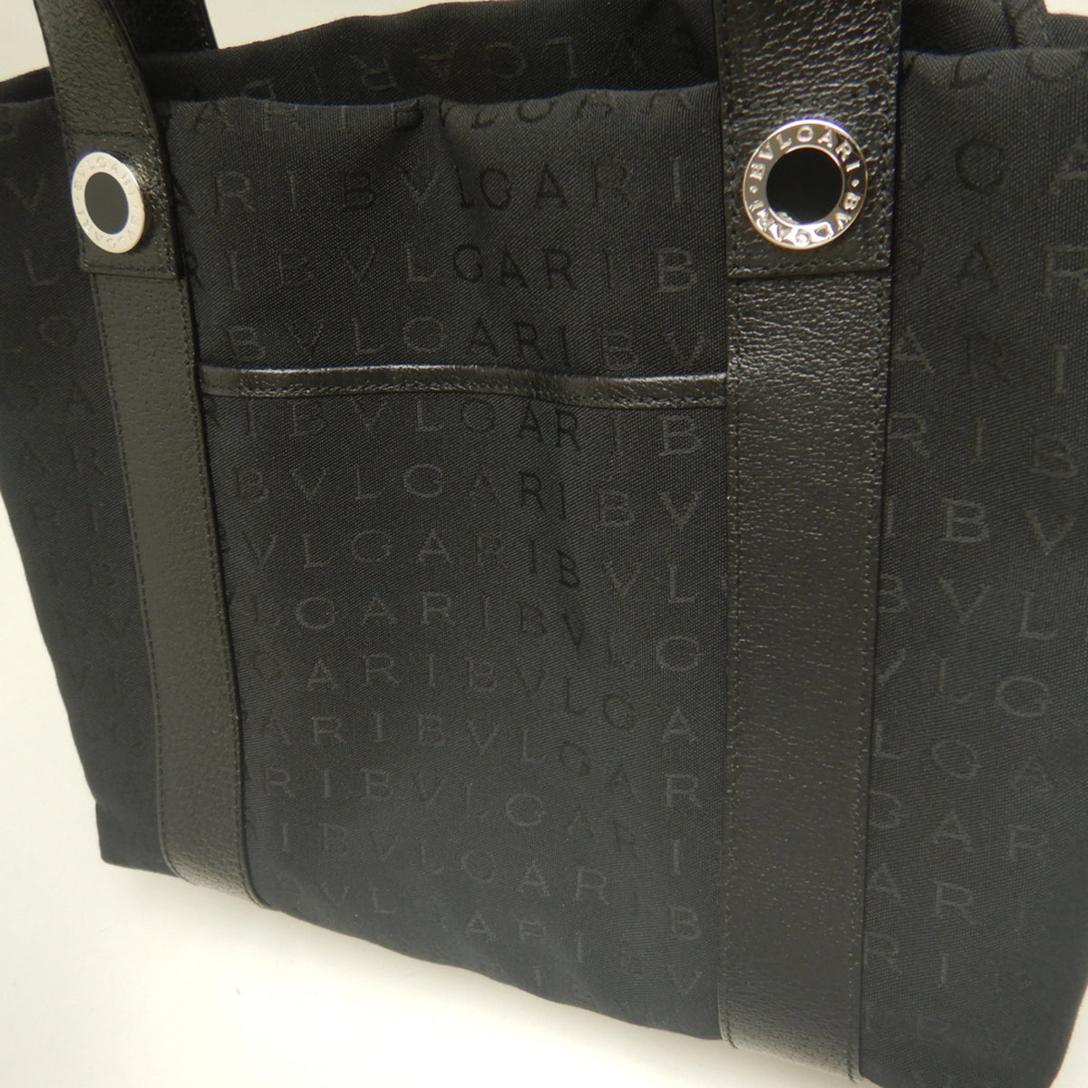 Bvlgari Black Canvas Leather Tote Bag (Pre-Owned)