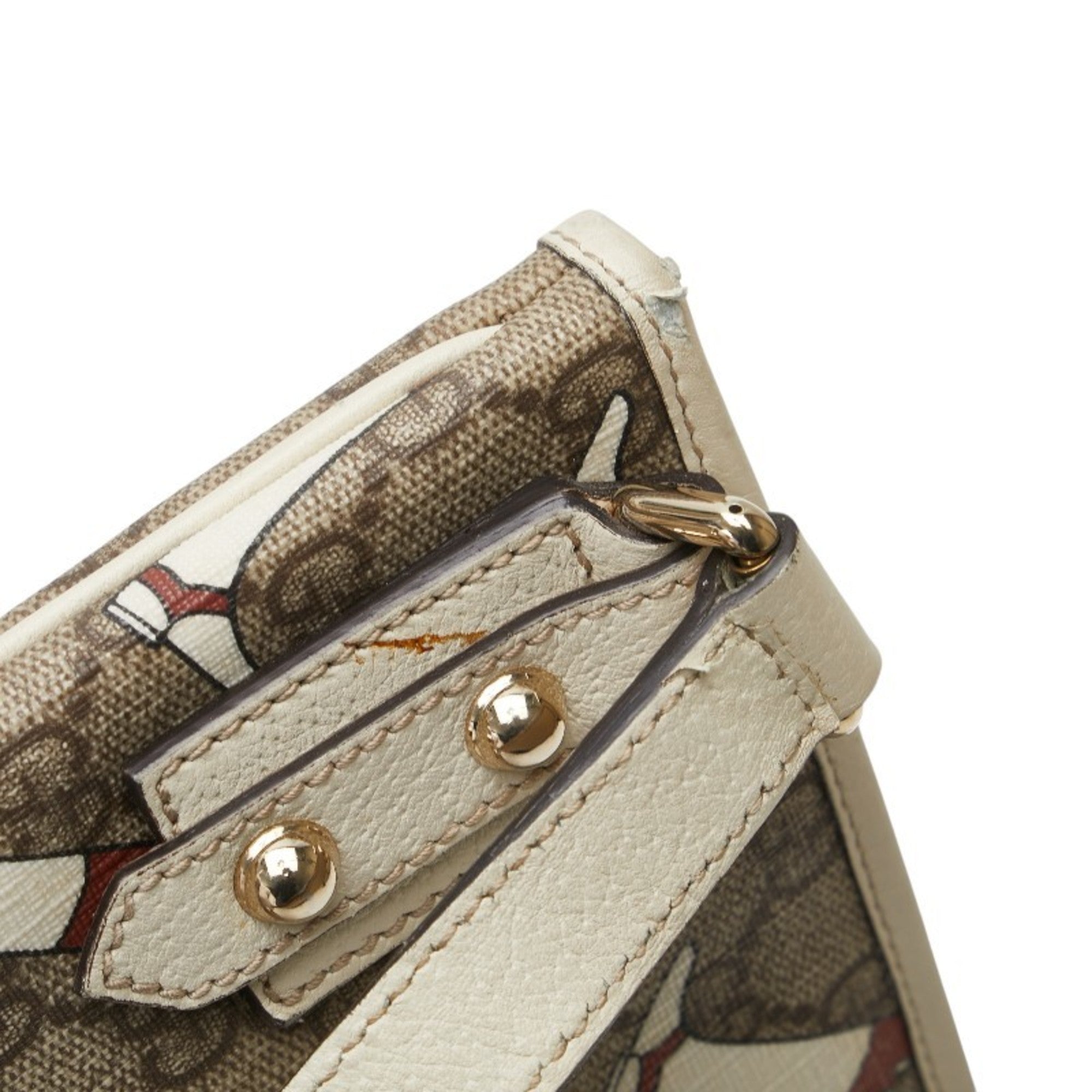 Gucci Beige Multi-Color Pvc Leather Shoulder Bag (Pre-Owned)