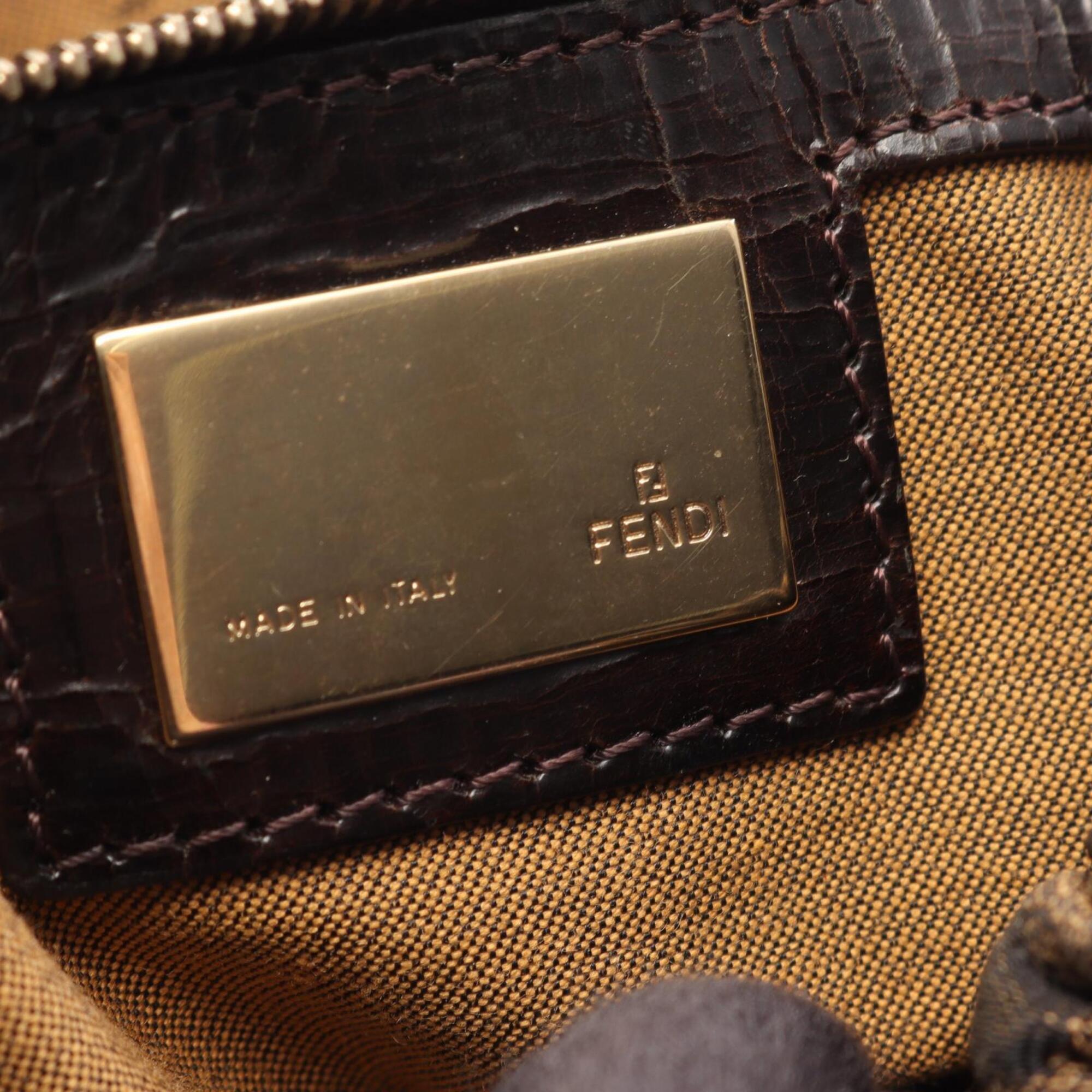 Fendi Brown Canvas Leather Handbag (Pre-Owned)