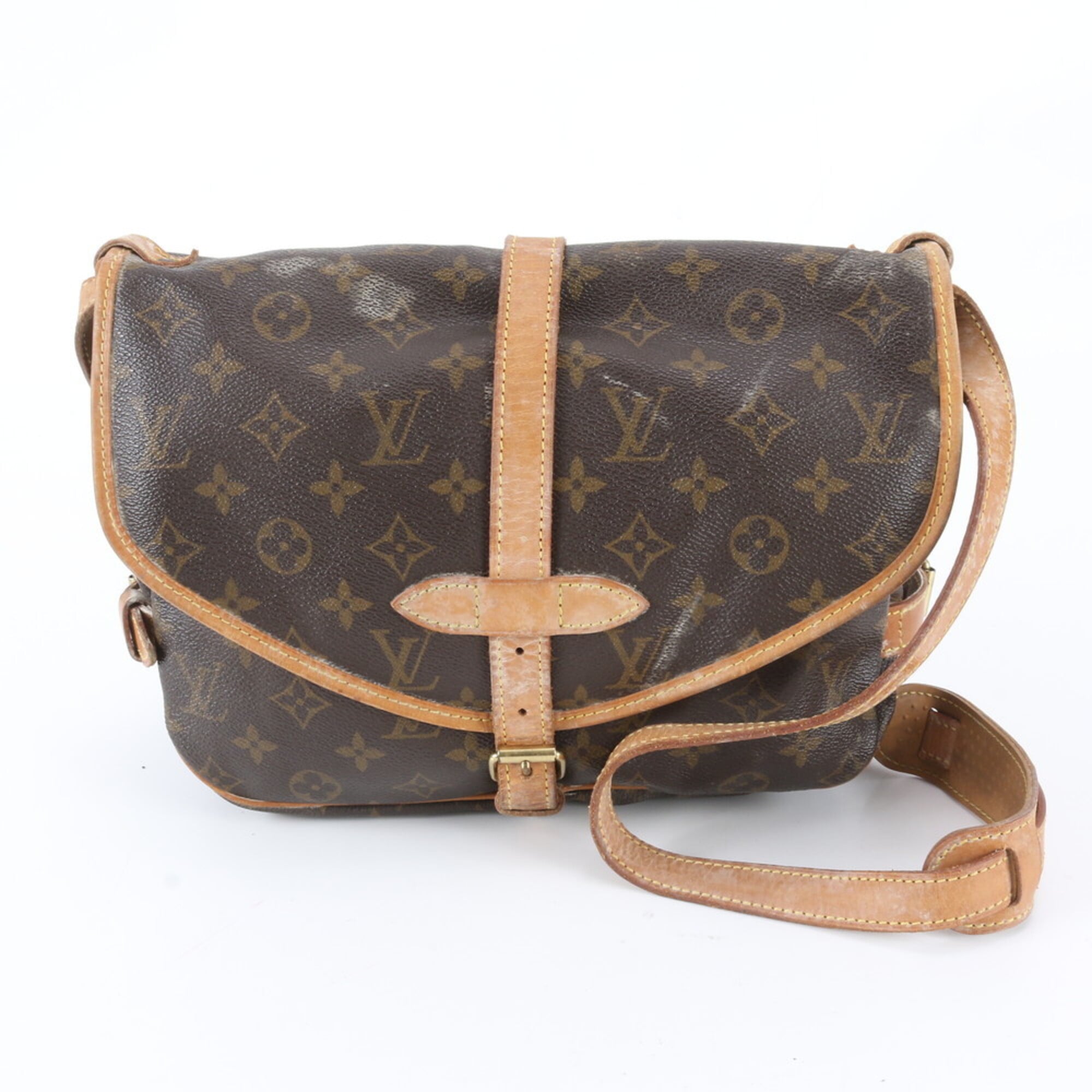 Louis Vuitton Monogram Dark Brown Leather Shoulder Bag (Pre-Owned)