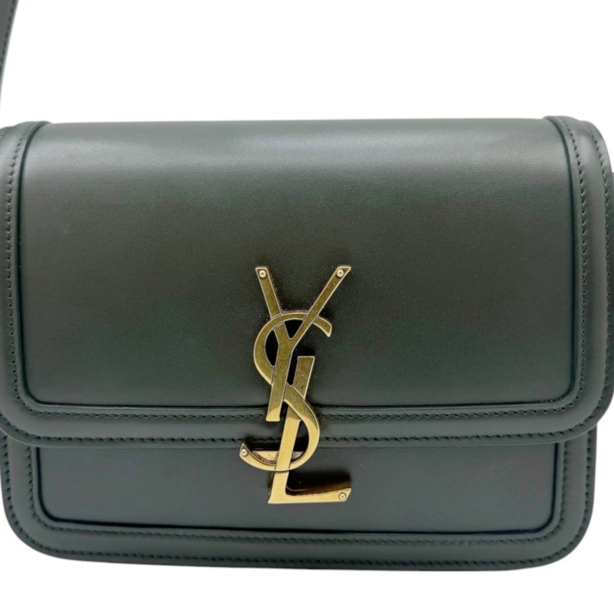 Yves Saint Laurent Dark Green Leather Shoulder Bag (Pre-Owned)