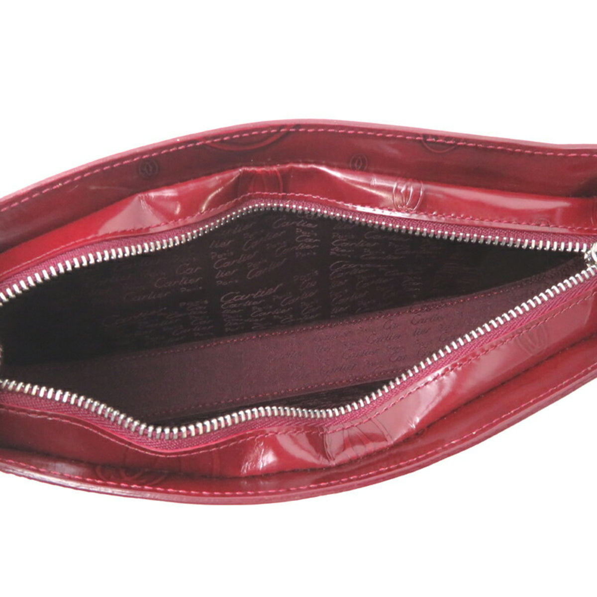 Cartier Bordeaux Patent Leather Handbag (Pre-Owned)