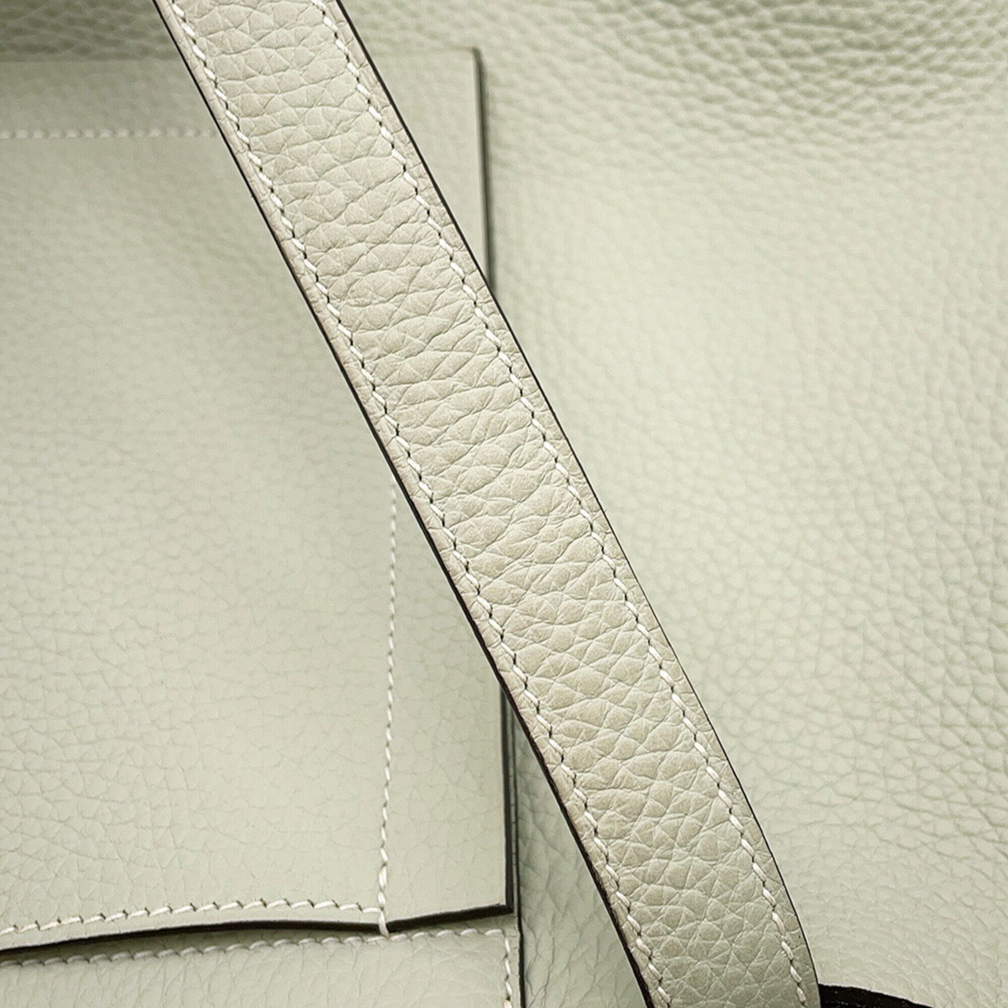 Hermes Light Gray Light Green Taurillon Clemence Leather Handbag Tote Bag (Pre-Owned)