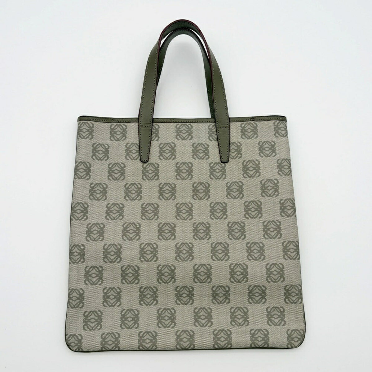 Loewe Gray Khaki Leather Pvc Handbag Tote Bag (Pre-Owned)