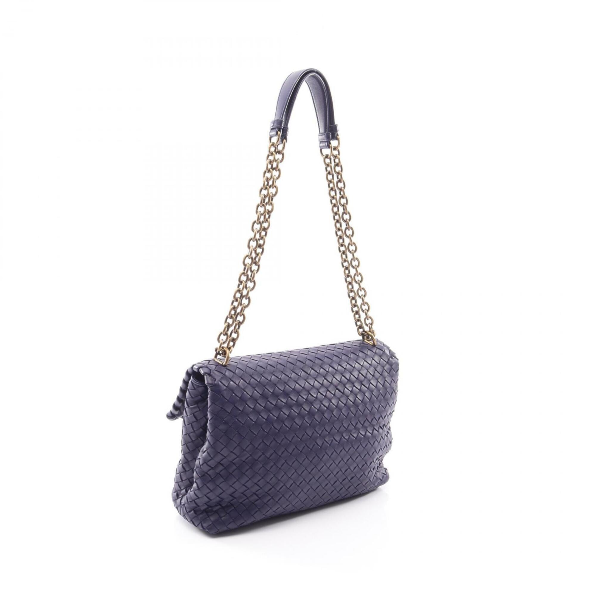 Bottega Veneta Purple Leather Handbag Shoulder Bag (Pre-Owned)
