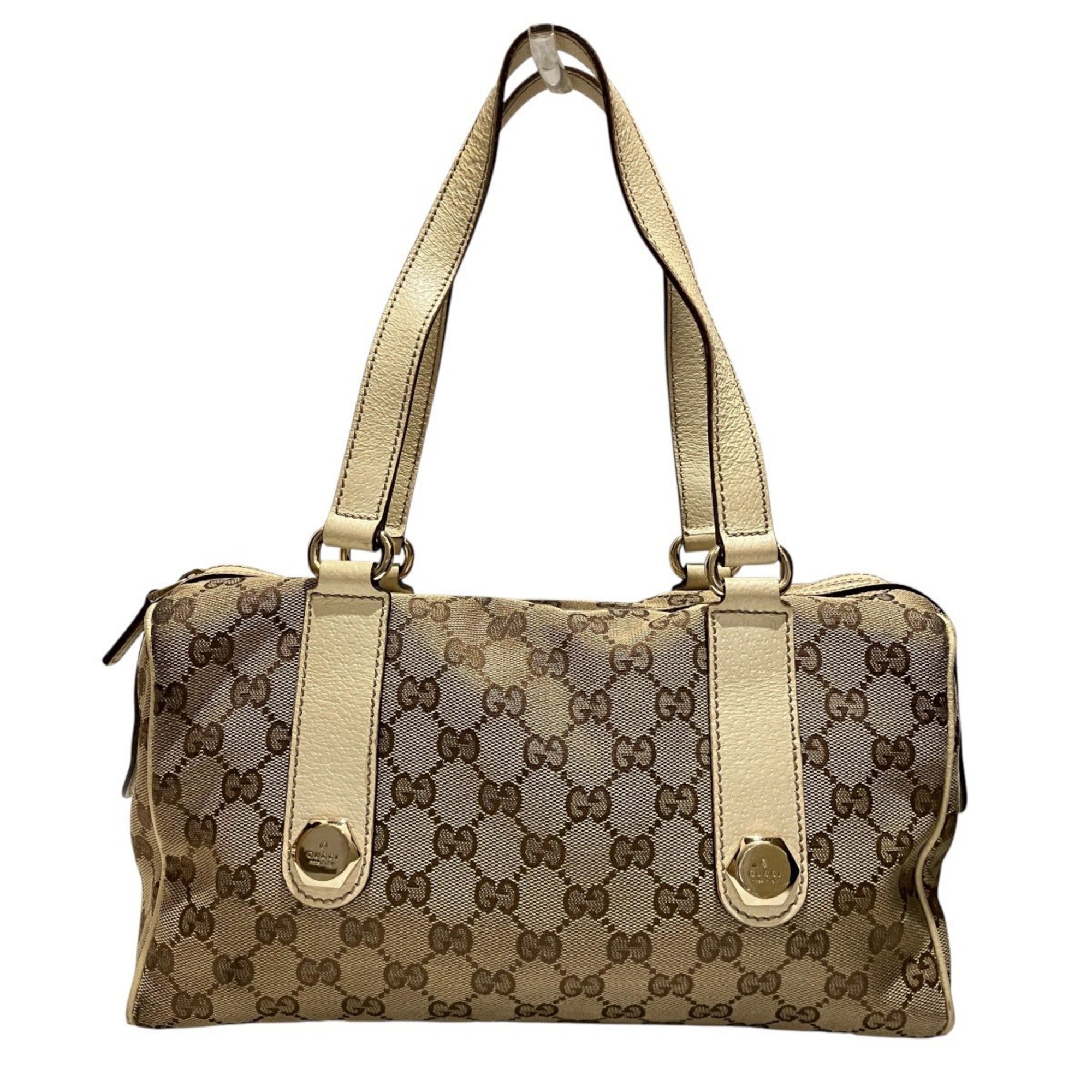 Gucci Brown Canvas Leather Handbag (Pre-Owned)