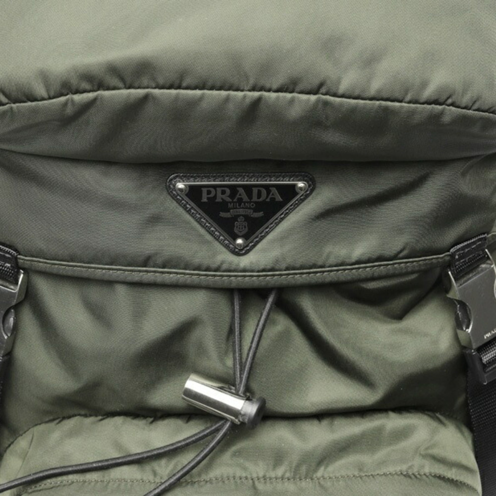 Prada Khaki Nylon Saffiano Triangle Backpack (Pre-Owned)