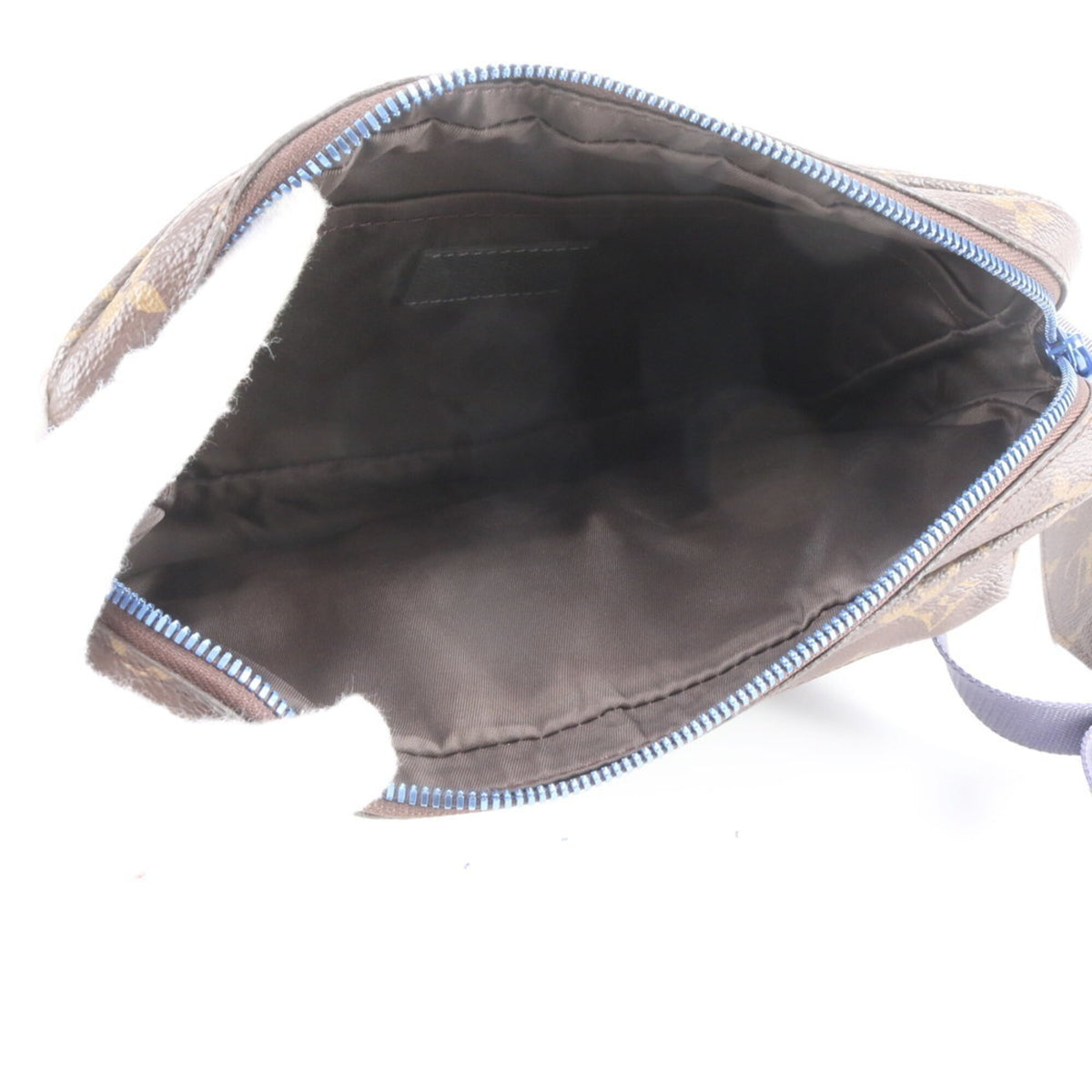 Louis Vuitton Blue Brown Leather Coated Canvas Messenger Bag Shoulder Bag (Pre-Owned)