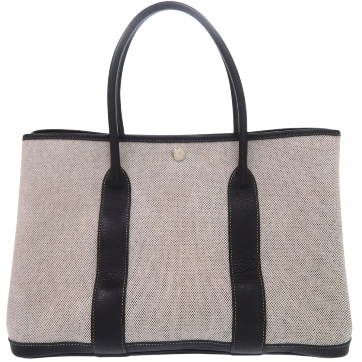Hermes Ecru Gray Noir Toile H Negonda Leather Tote Bag (Pre-Owned)