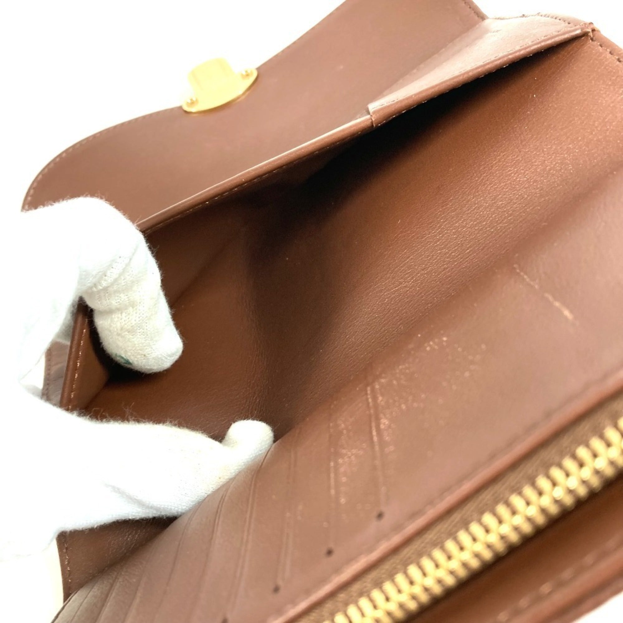 Louis Vuitton Brown Mahina Leather Long Wallet (Tri-Fold) (Pre-Owned)