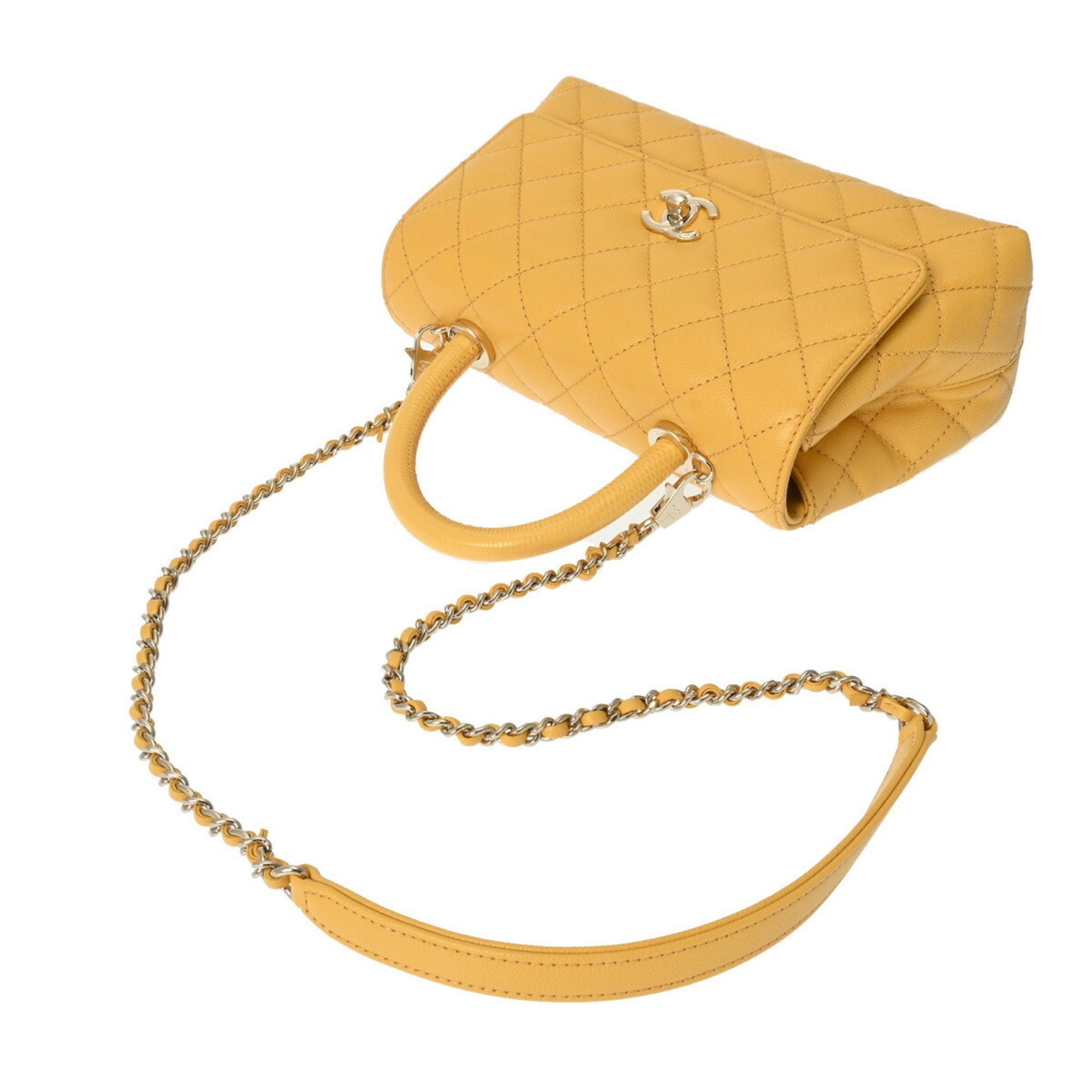 Chanel Yellow Caviar Leather Handbag (Pre-Owned)
