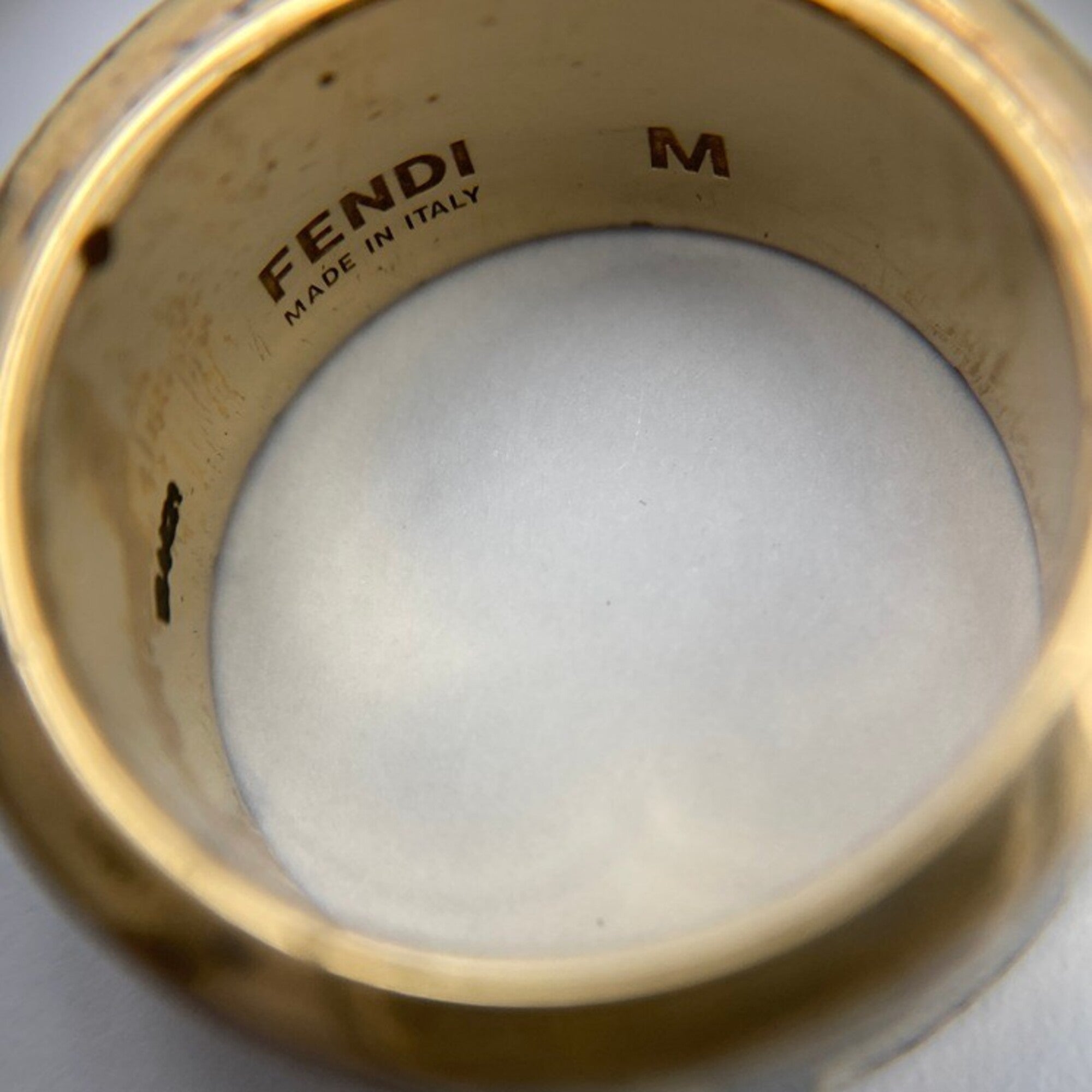 Fendi Gold Black Brass Band Ring (Pre-Owned)