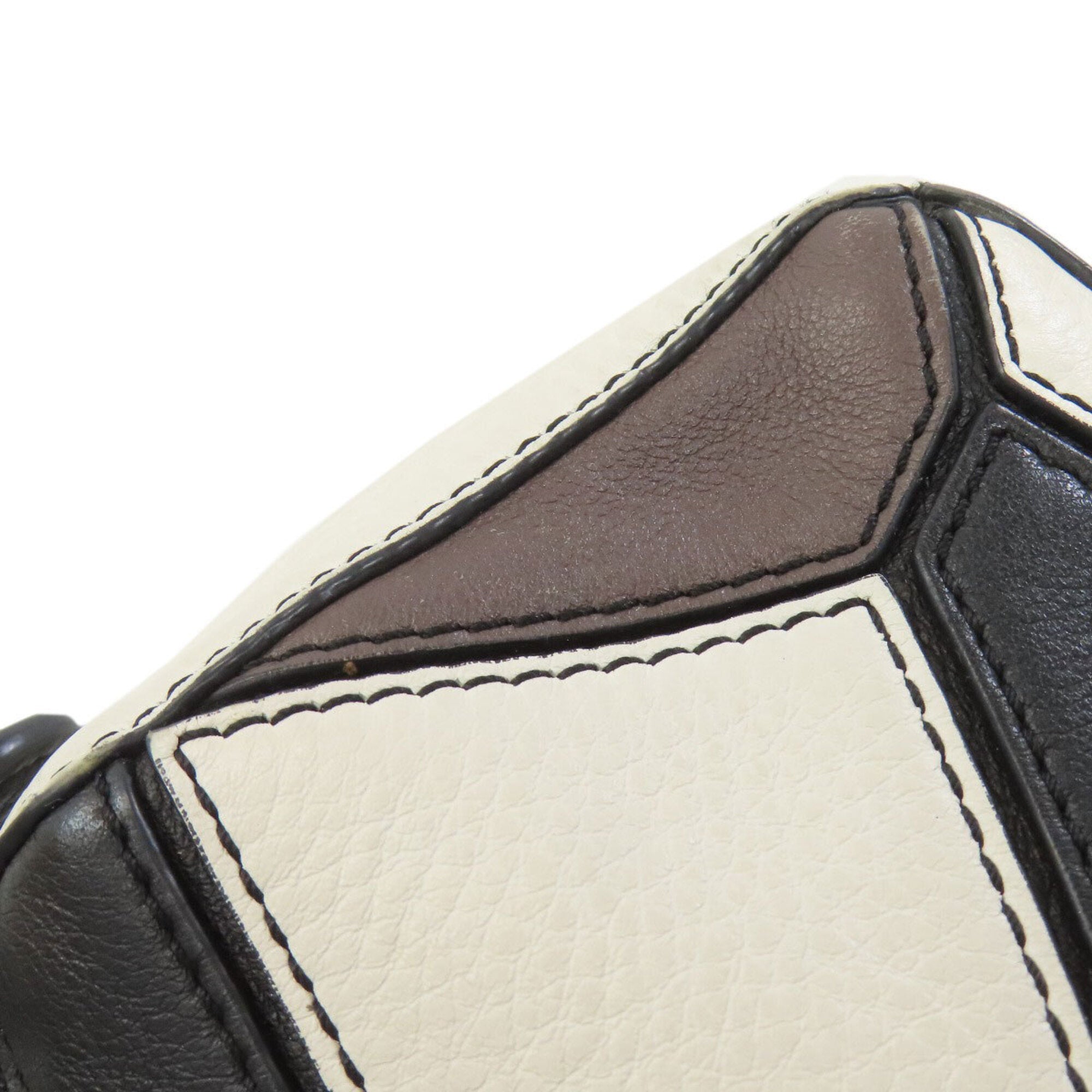 Loewe Black Brown White Leather Handbag (Pre-Owned)