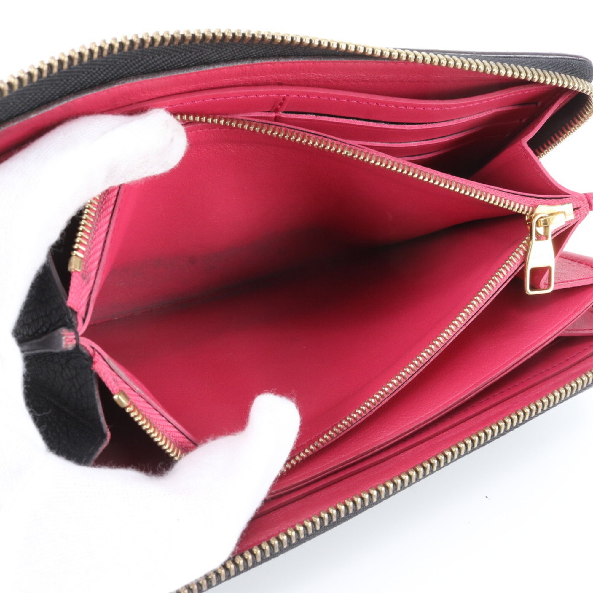 Louis Vuitton Hot Pink Noir Leather Long Wallet (Bi-Fold) (Pre-Owned)