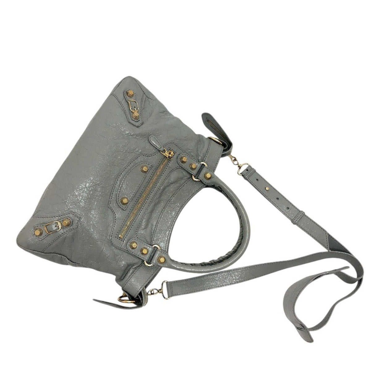 Balenciaga Gray Leather Handbag Shoulder Bag (Pre-Owned)
