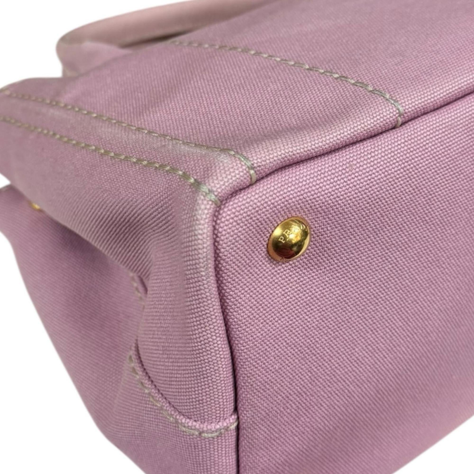 Prada Bianco Pink Canvas Shoulder Bag (Pre-Owned)