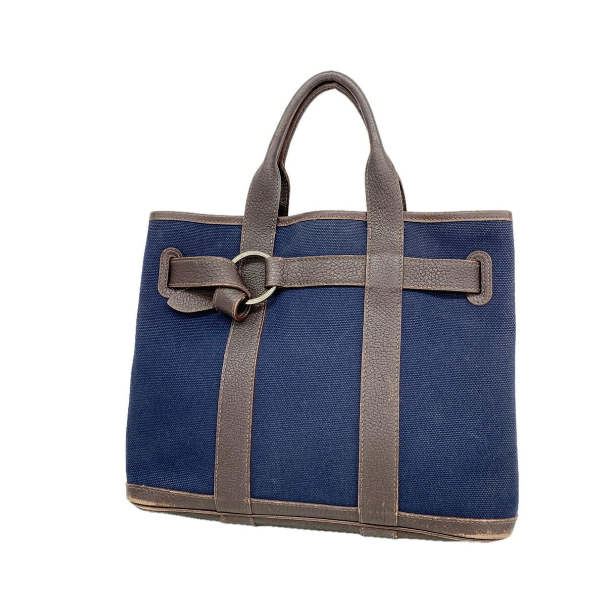 Hermes Brown Navy Toile H Tote Bag (Pre-Owned)