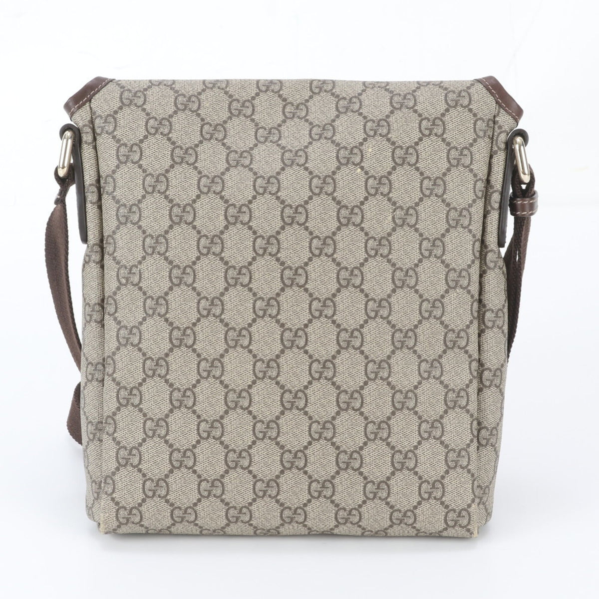 Gucci Brown Leather Coated Canvas Messenger Bag Shoulder Bag Tote Bag (Pre-Owned)